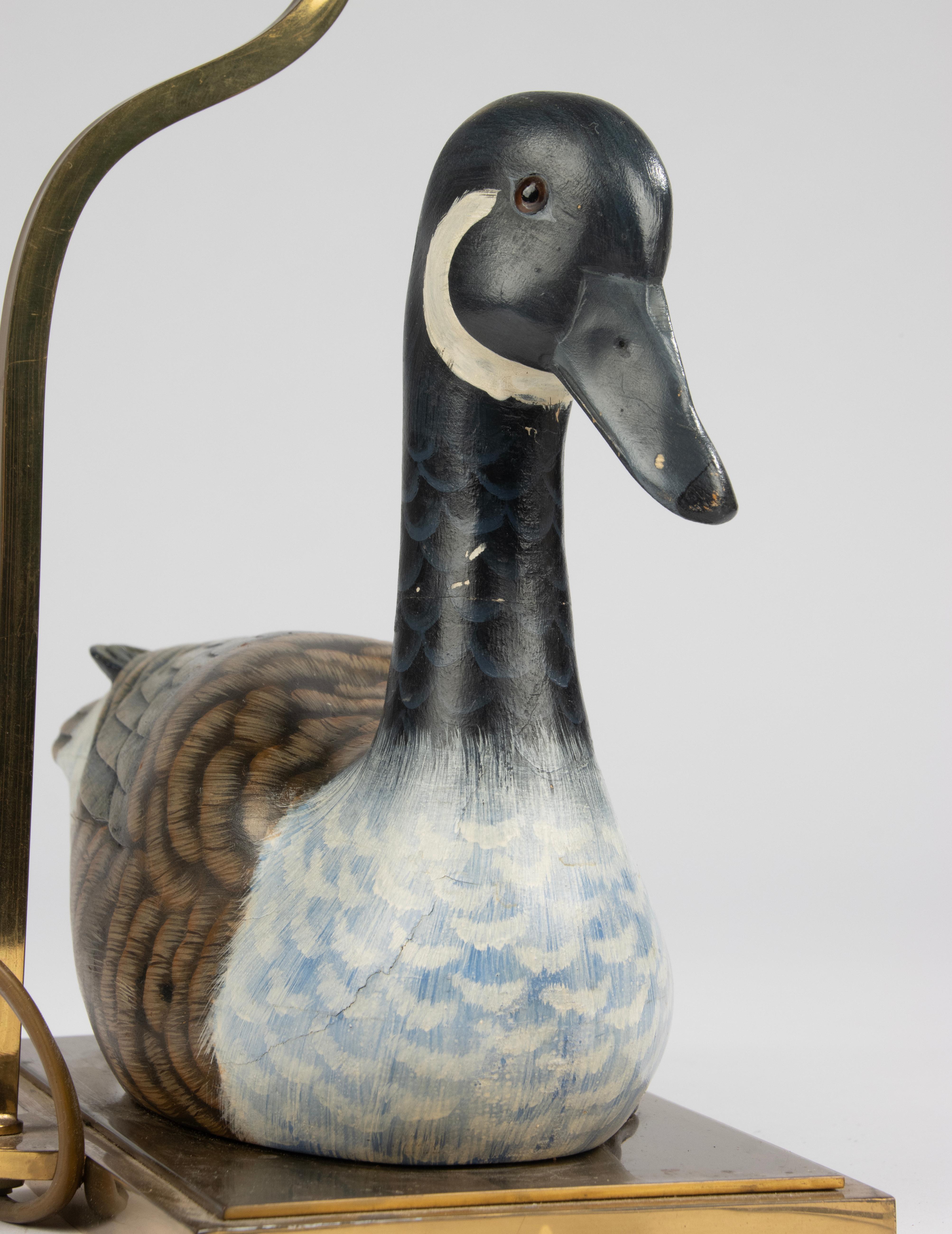 Decorative Table Lamp from the Eighties - Wooden Duck Figure - J.L.B. - Belgium For Sale 4