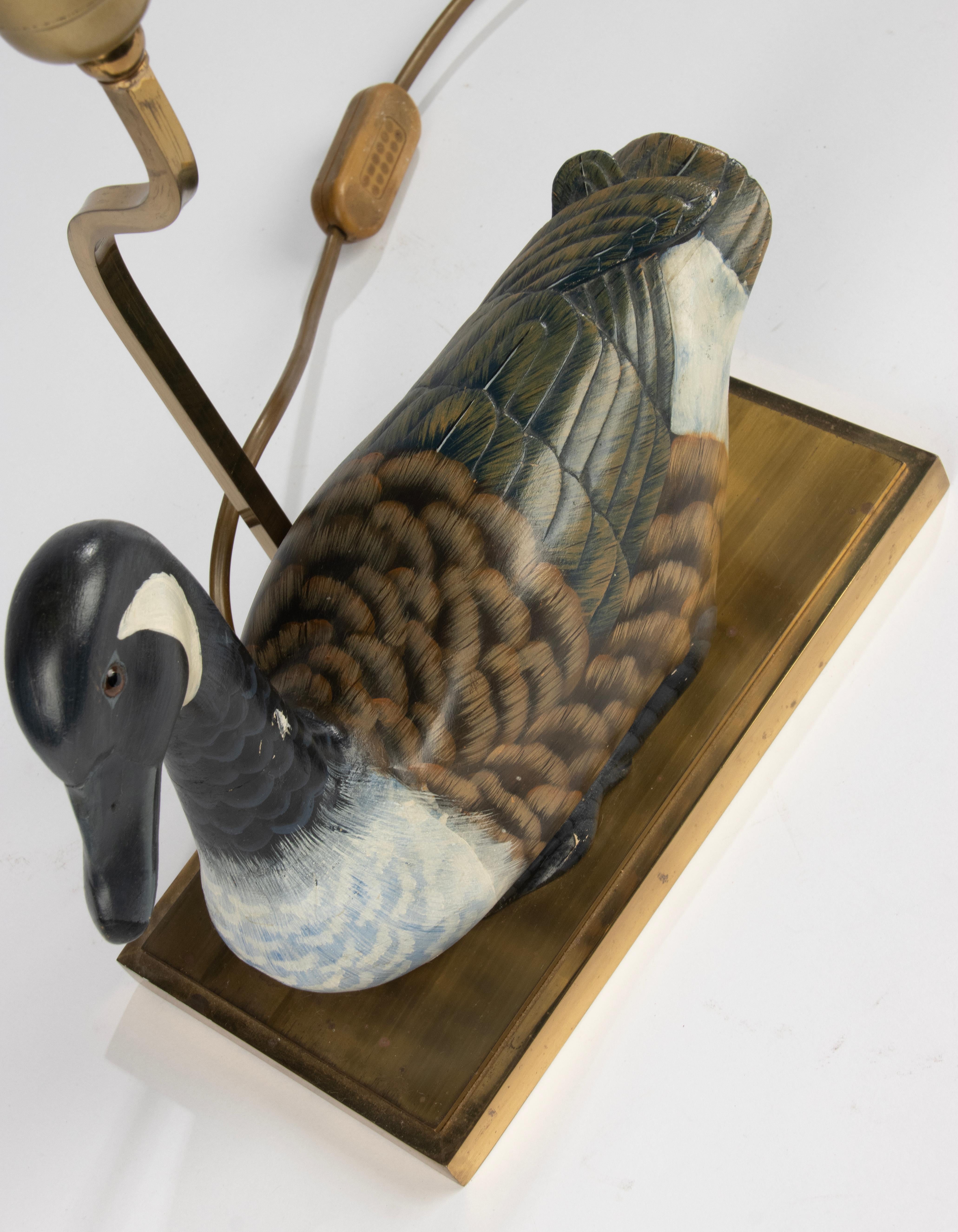 Decorative Table Lamp from the Eighties - Wooden Duck Figure - J.L.B. - Belgium For Sale 5