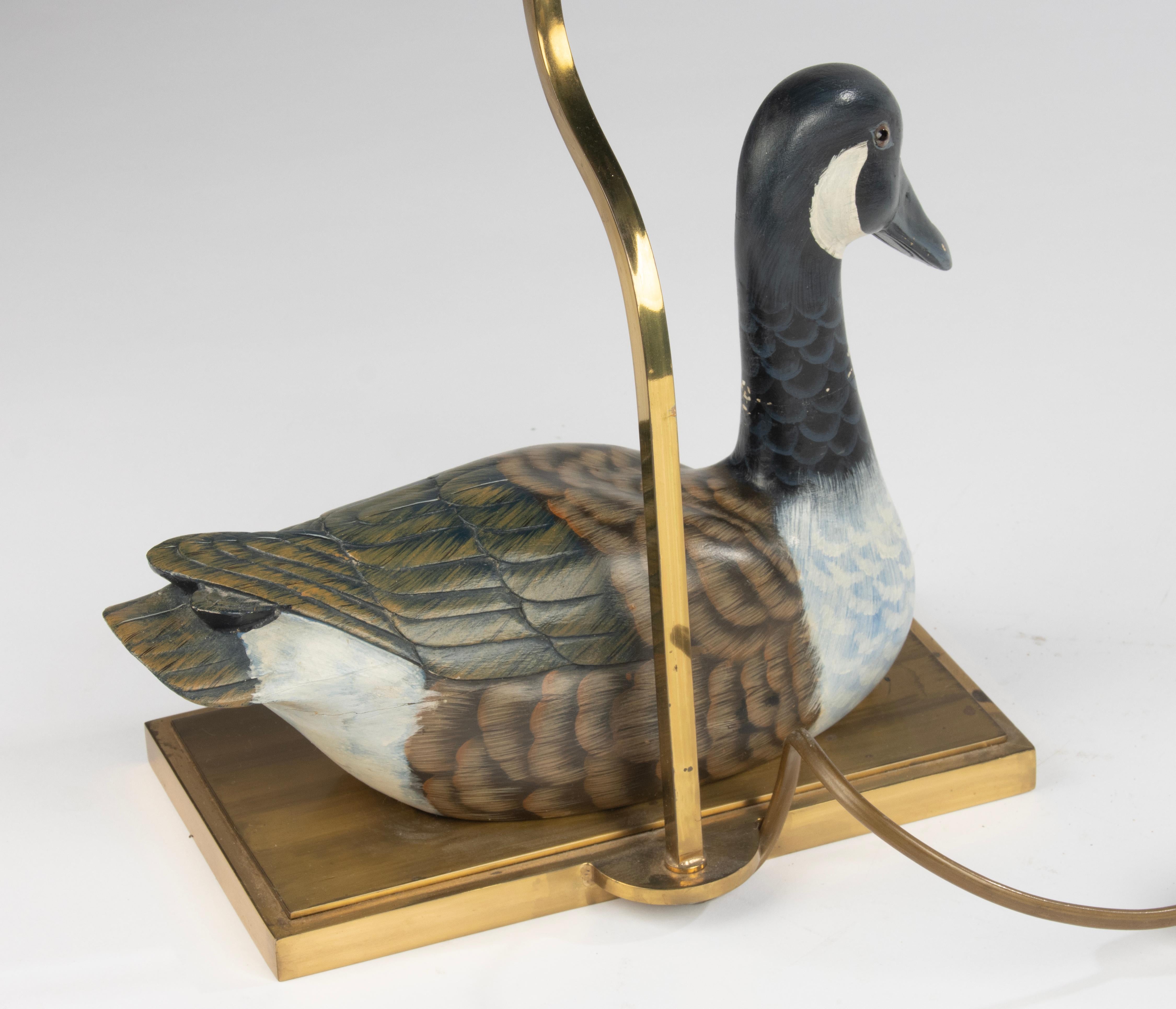 Decorative Table Lamp from the Eighties - Wooden Duck Figure - J.L.B. - Belgium For Sale 6