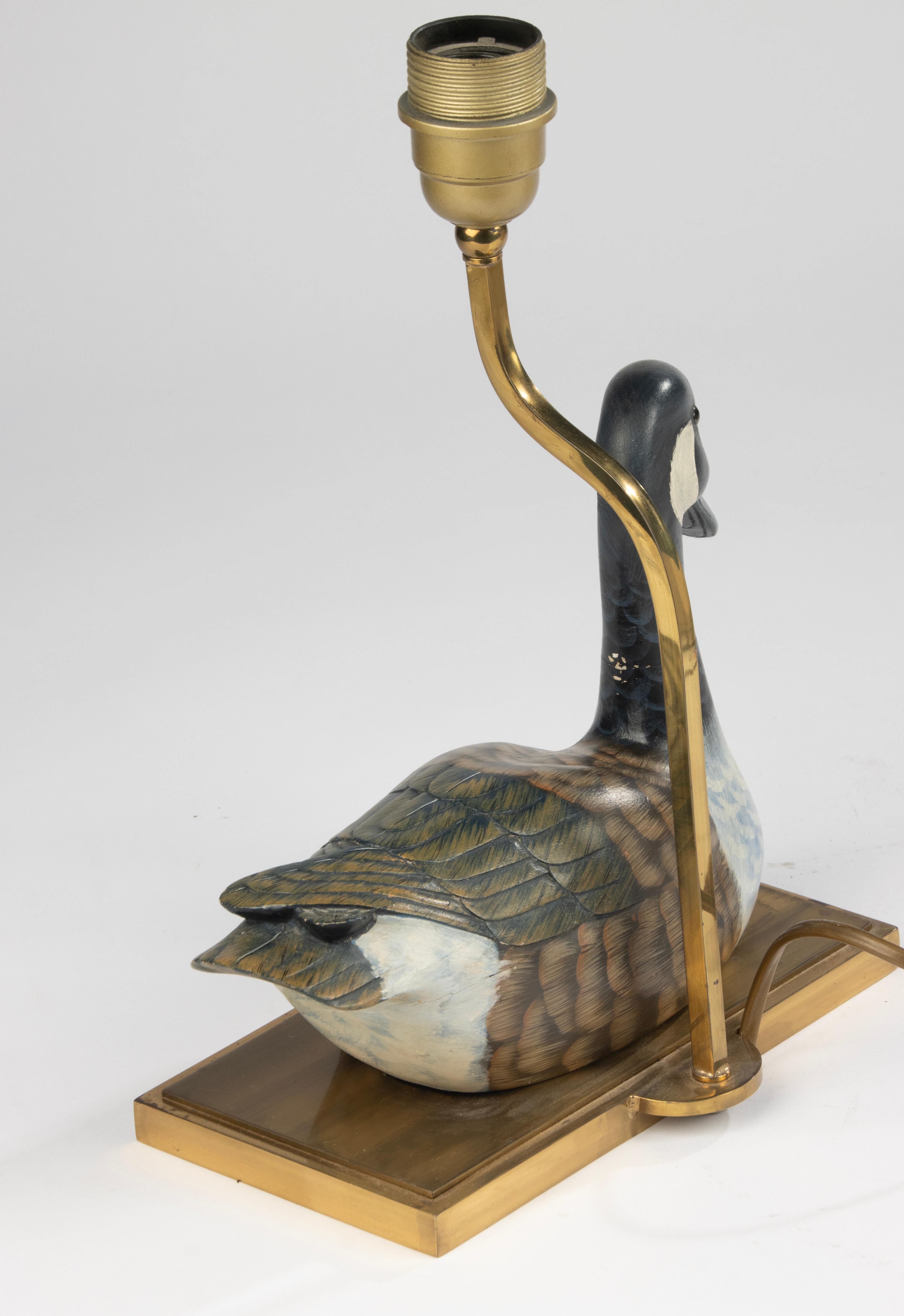 Decorative Table Lamp from the Eighties - Wooden Duck Figure - J.L.B. - Belgium For Sale 7
