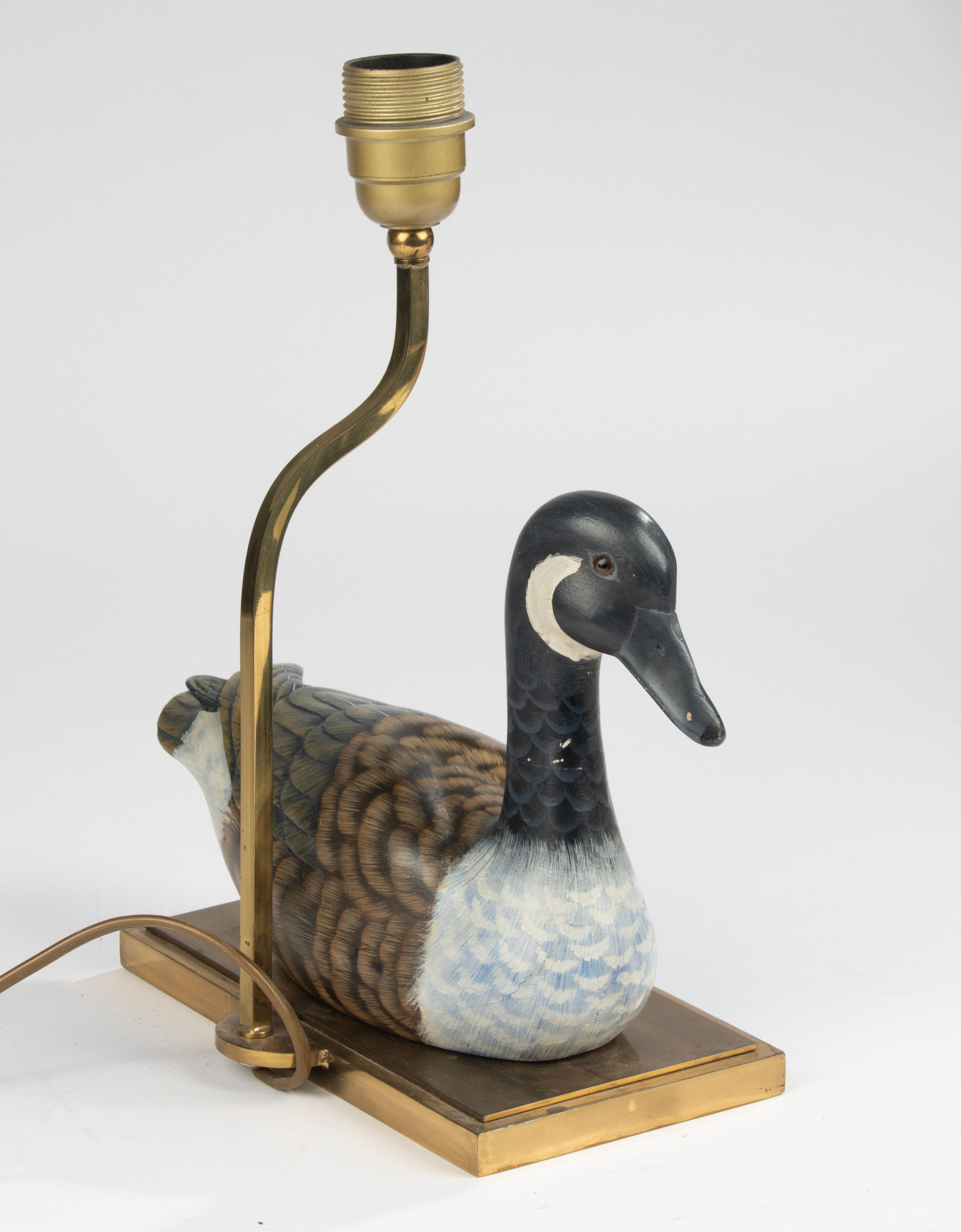 Decorative Table Lamp from the Eighties - Wooden Duck Figure - J.L.B. - Belgium For Sale 11