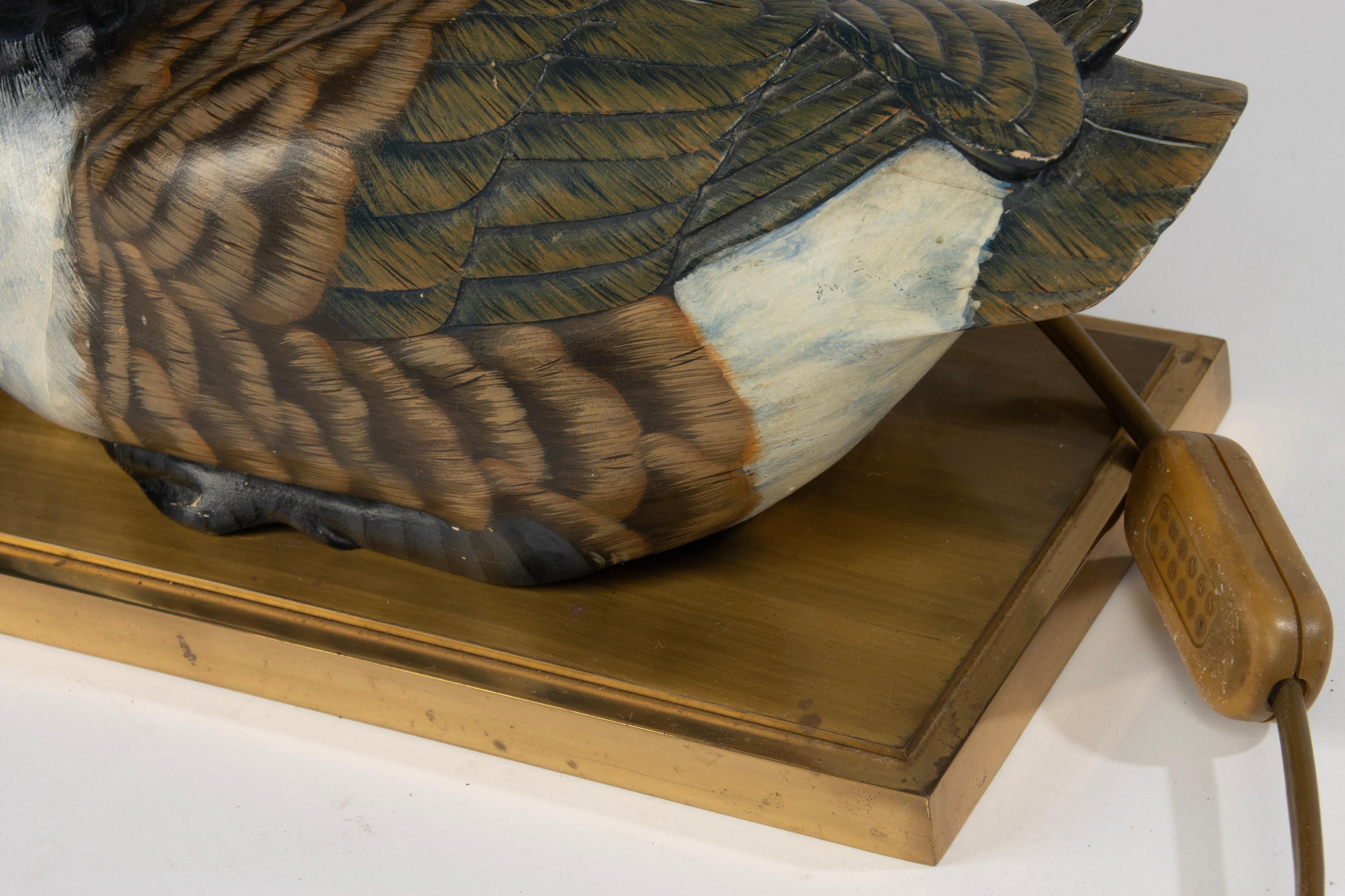 Decorative Table Lamp from the Eighties - Wooden Duck Figure - J.L.B. - Belgium For Sale 12