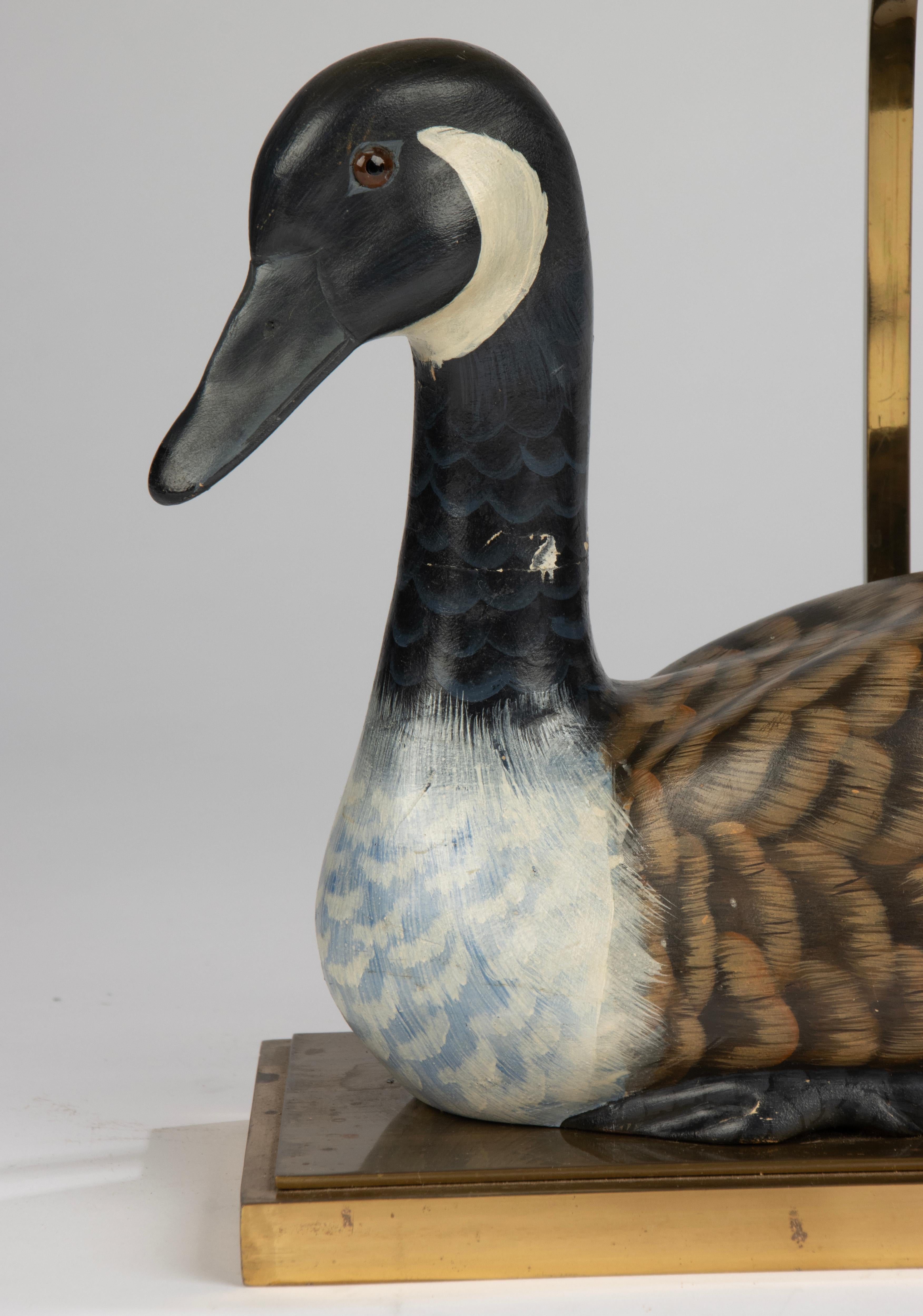 Decorative Table Lamp from the Eighties - Wooden Duck Figure - J.L.B. - Belgium In Good Condition For Sale In Casteren, Noord-Brabant