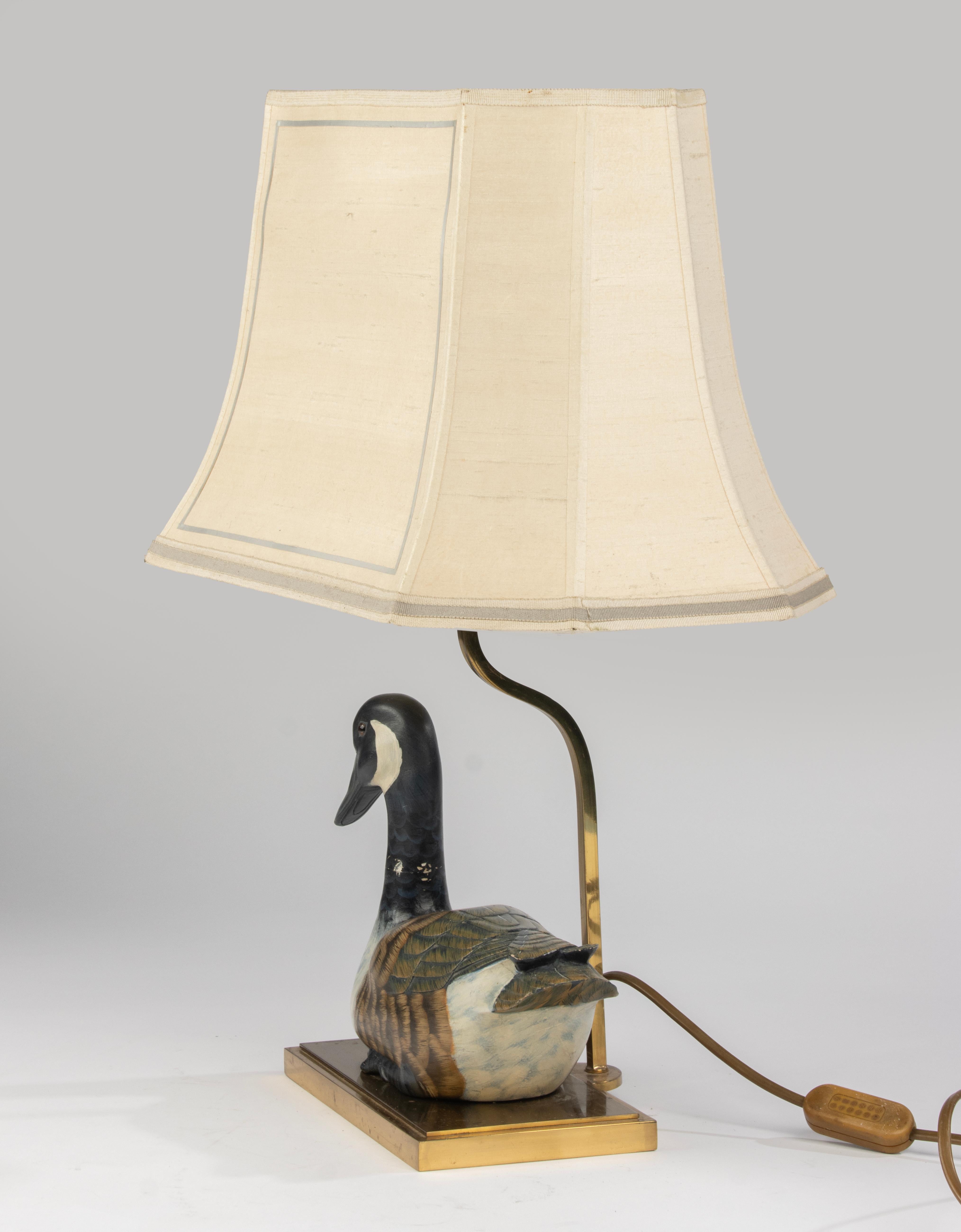 Decorative Table Lamp from the Eighties - Wooden Duck Figure - J.L.B. - Belgium For Sale 1
