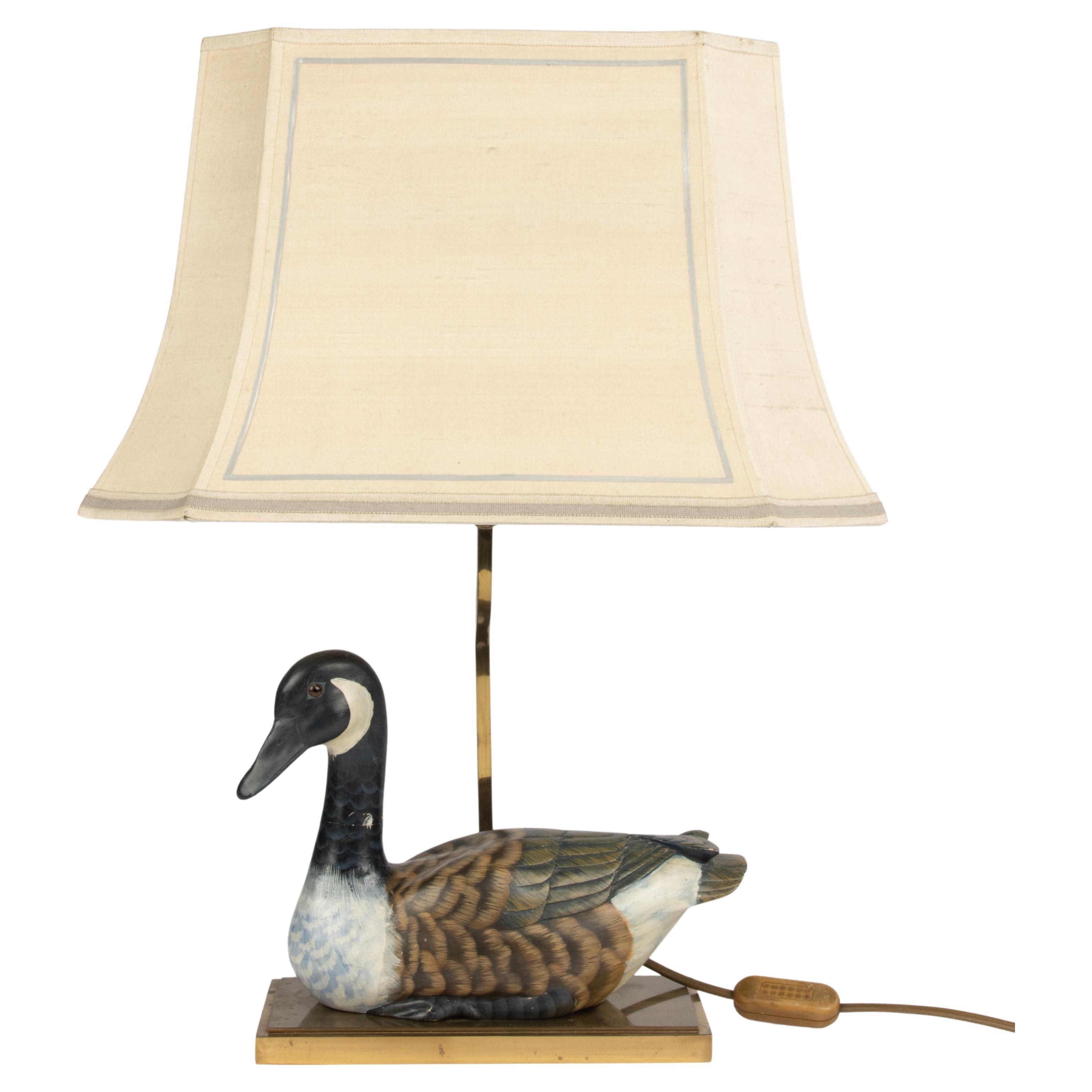 Decorative Table Lamp from the Eighties - Wooden Duck Figure - J.L.B. - Belgium