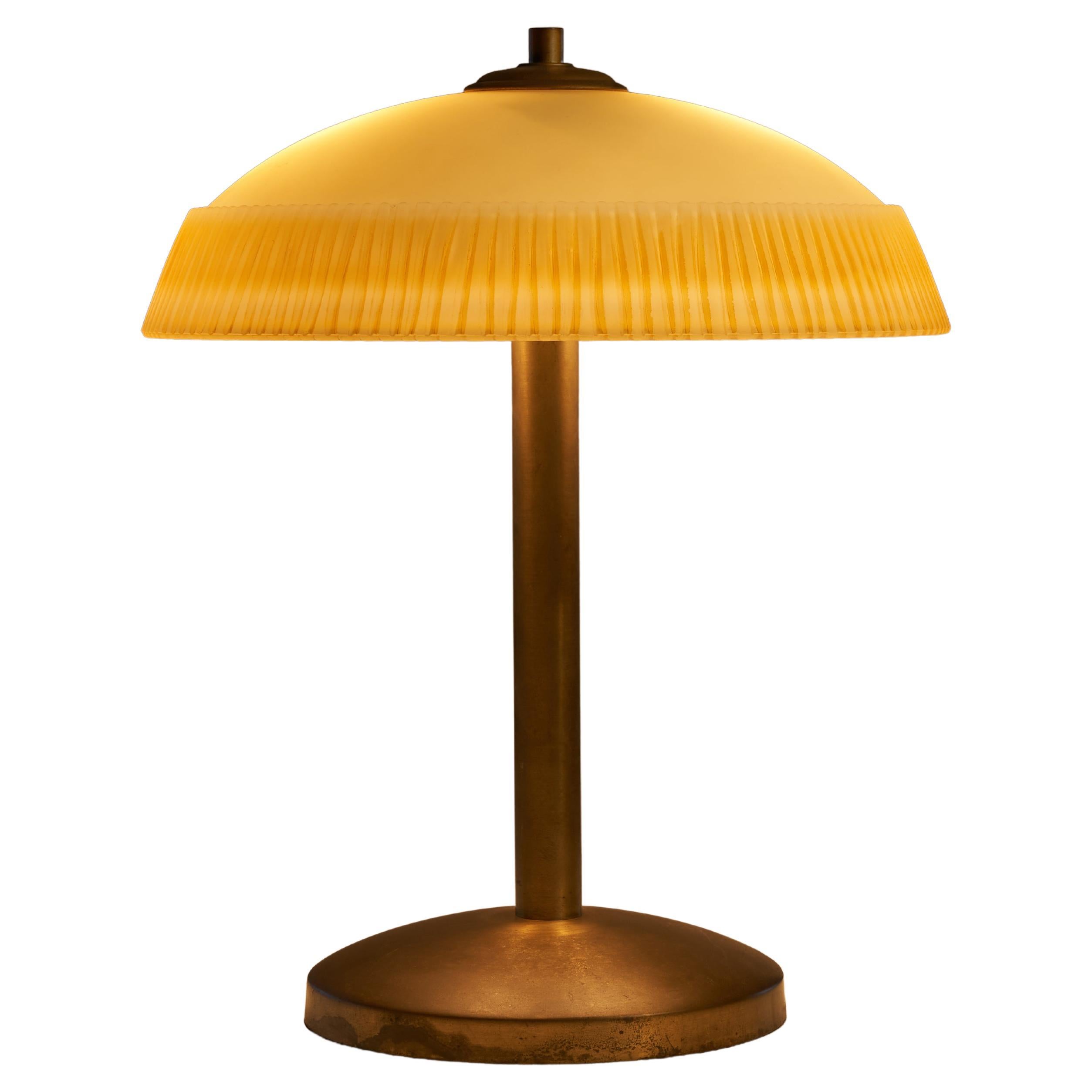Decorative Table Lamp in Brass and Pâte de Verre
