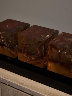 Decorative Table Lamps with Fractal Resin Cubes