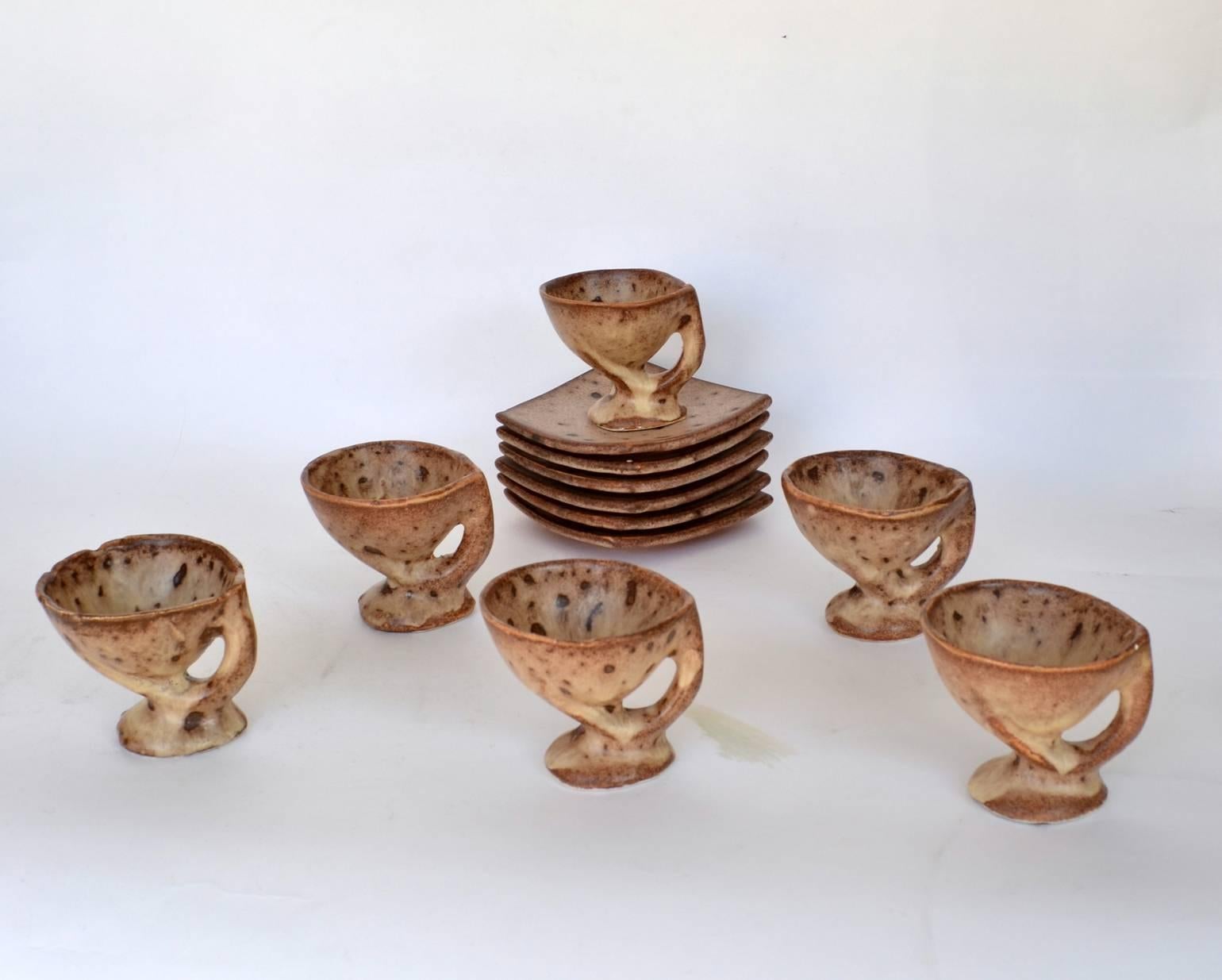 Vallauris Tea Set in Organic Shape Ceramic, France, 1970s For Sale 4