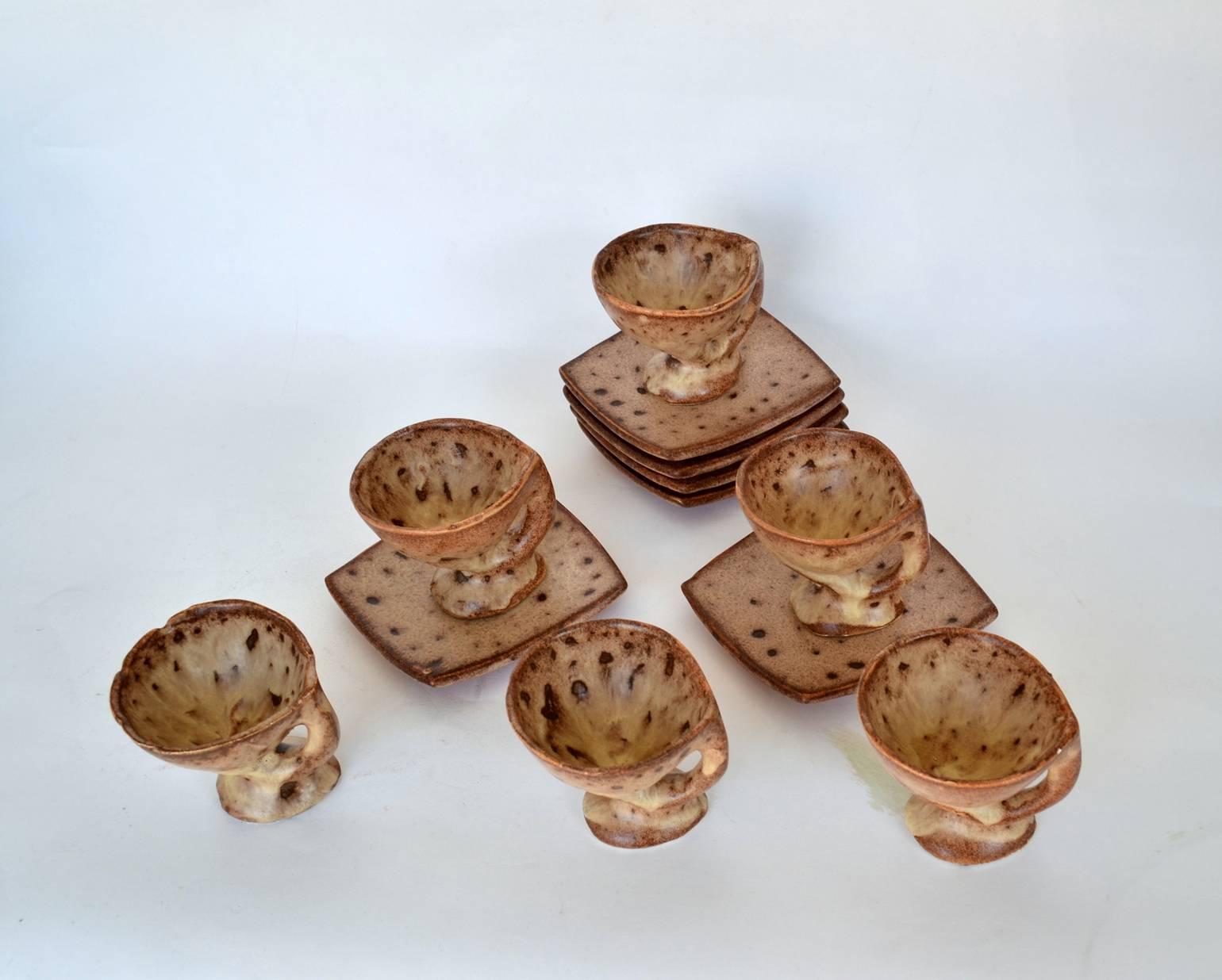 Vallauris Tea Set in Organic Shape Ceramic, France, 1970s For Sale 5