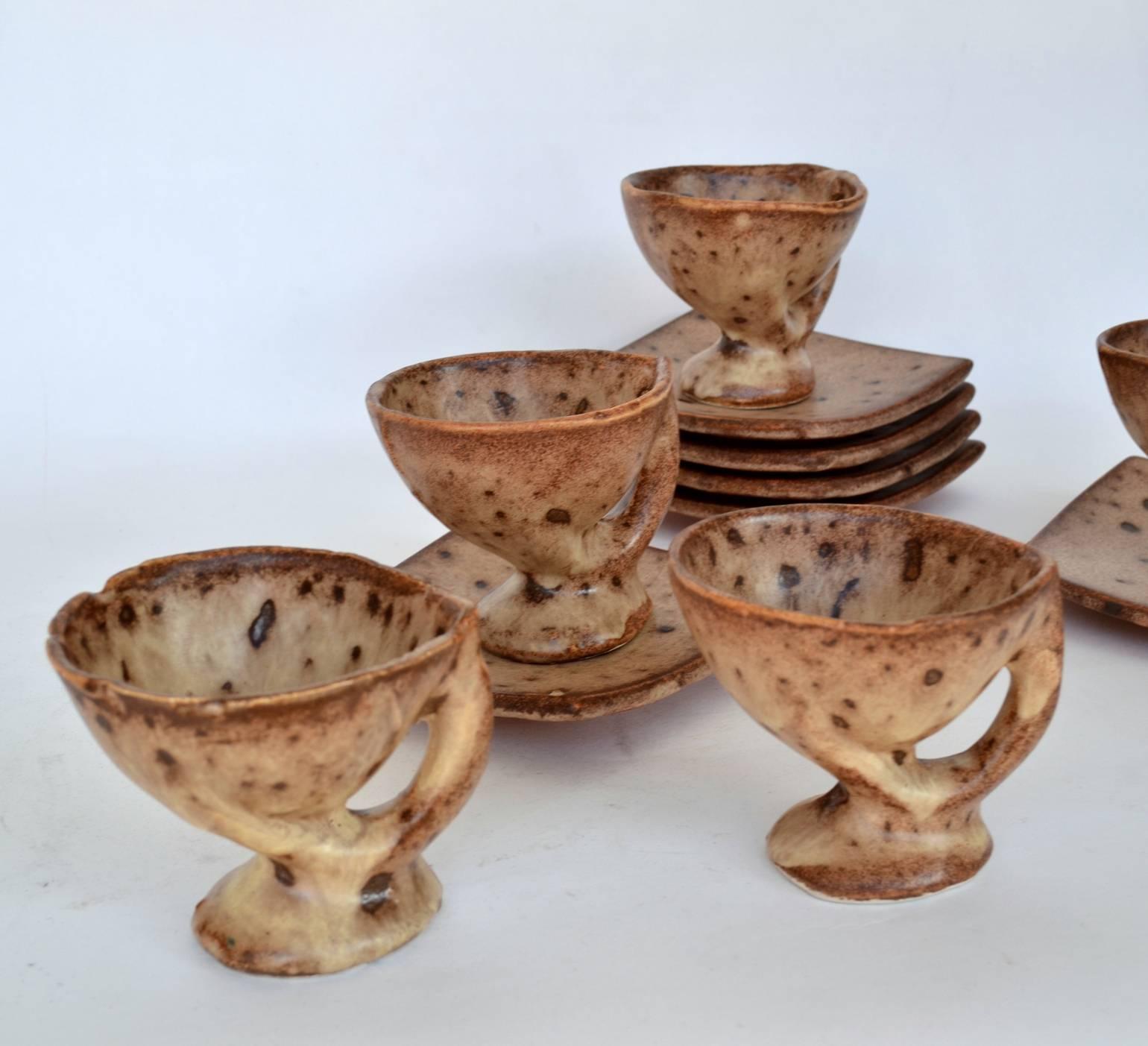 Vallauris Tea Set in Organic Shape Ceramic, France, 1970s For Sale 6