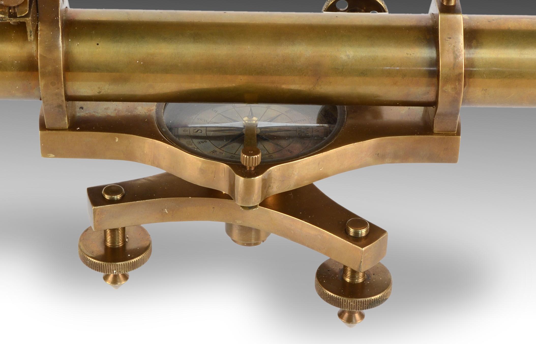 Unknown Decorative Telescope with Level, Metal, 20th Century For Sale