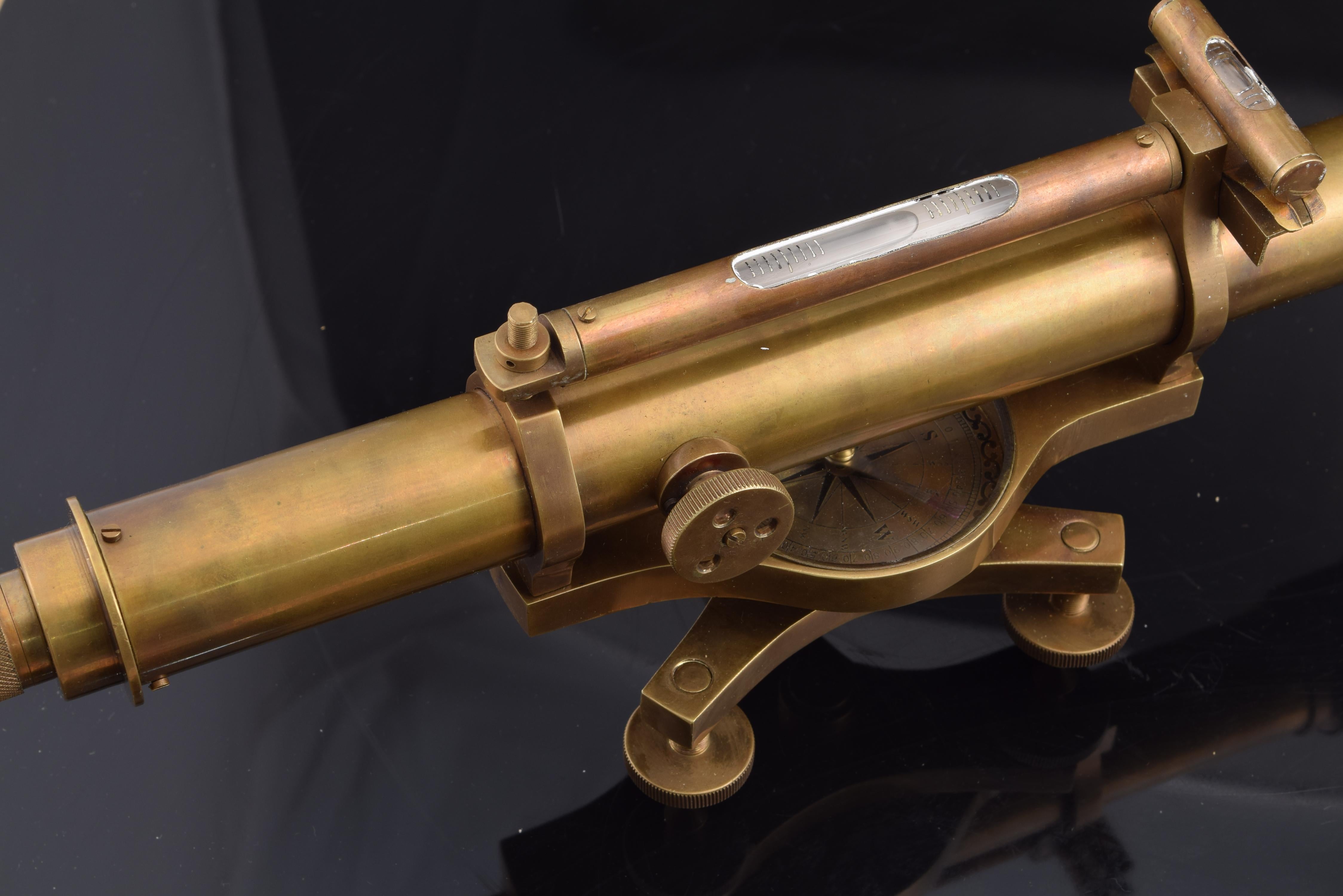Unknown Decorative Telescope with Level, Metal, 20th Century