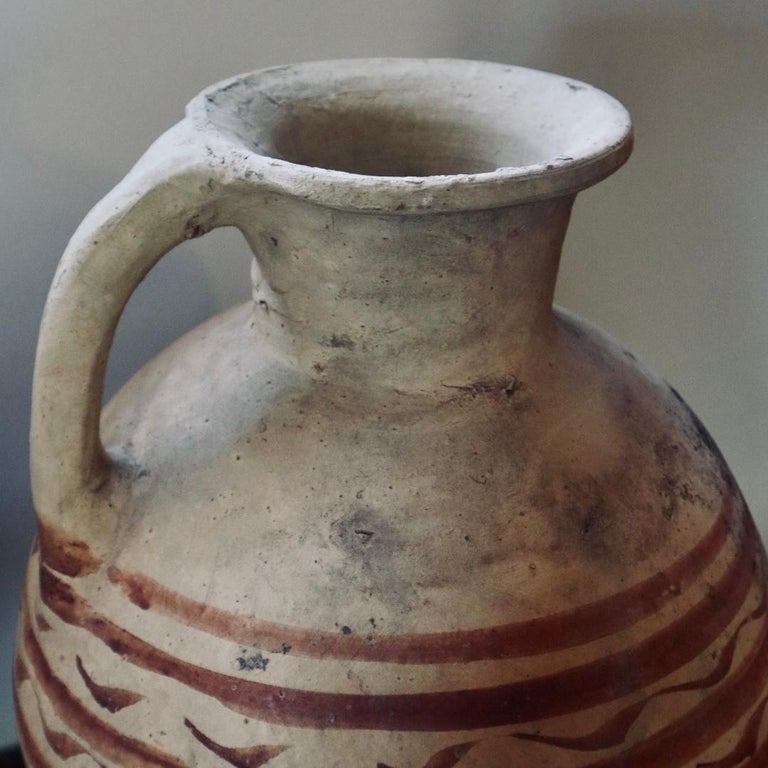 Decorative Terra-Cotta Vessel from Mexico In Distressed Condition For Sale In Los Angeles, CA