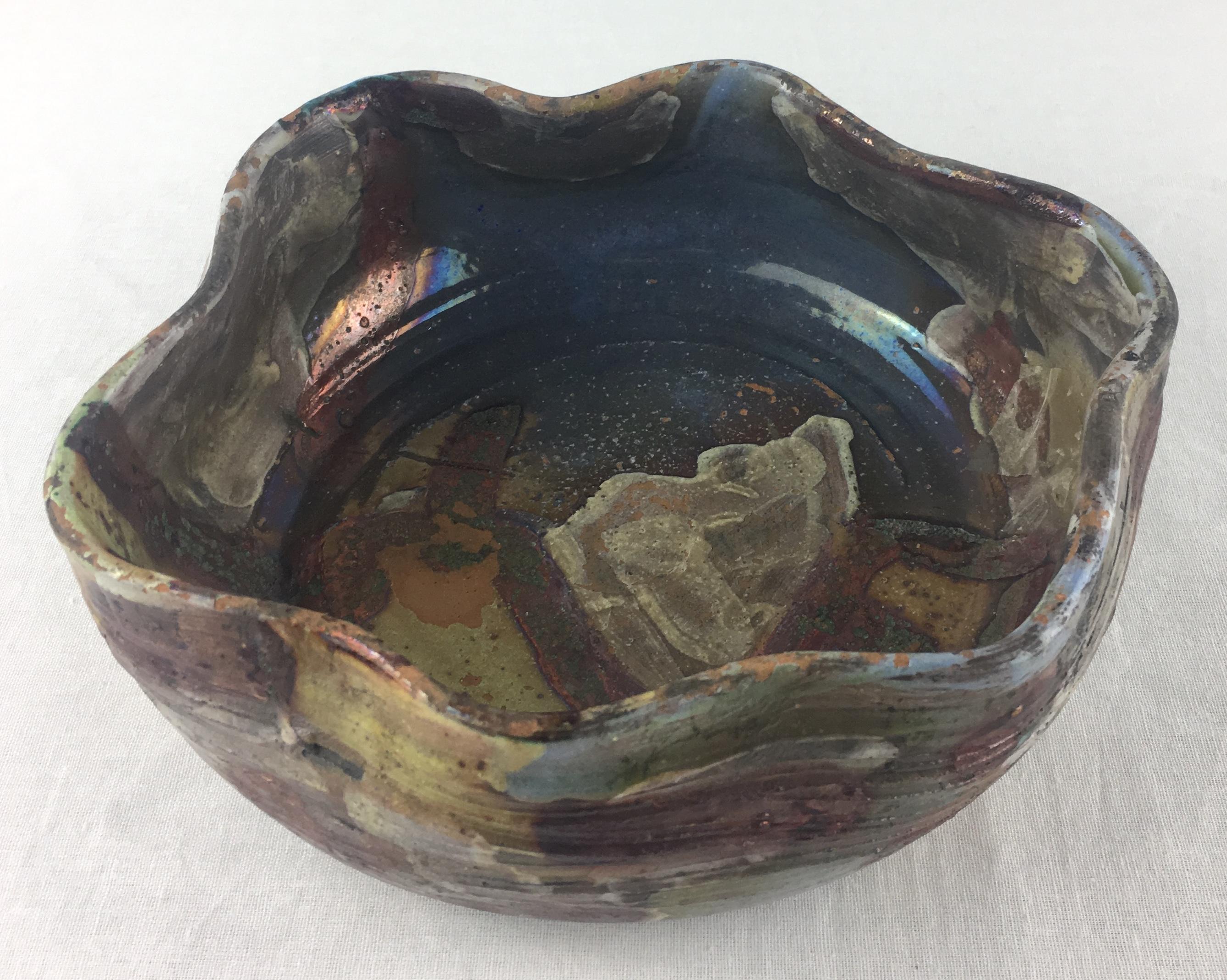 French Metallic Glaze Ceramic Bowl or Vide Poche   In Good Condition For Sale In Miami, FL
