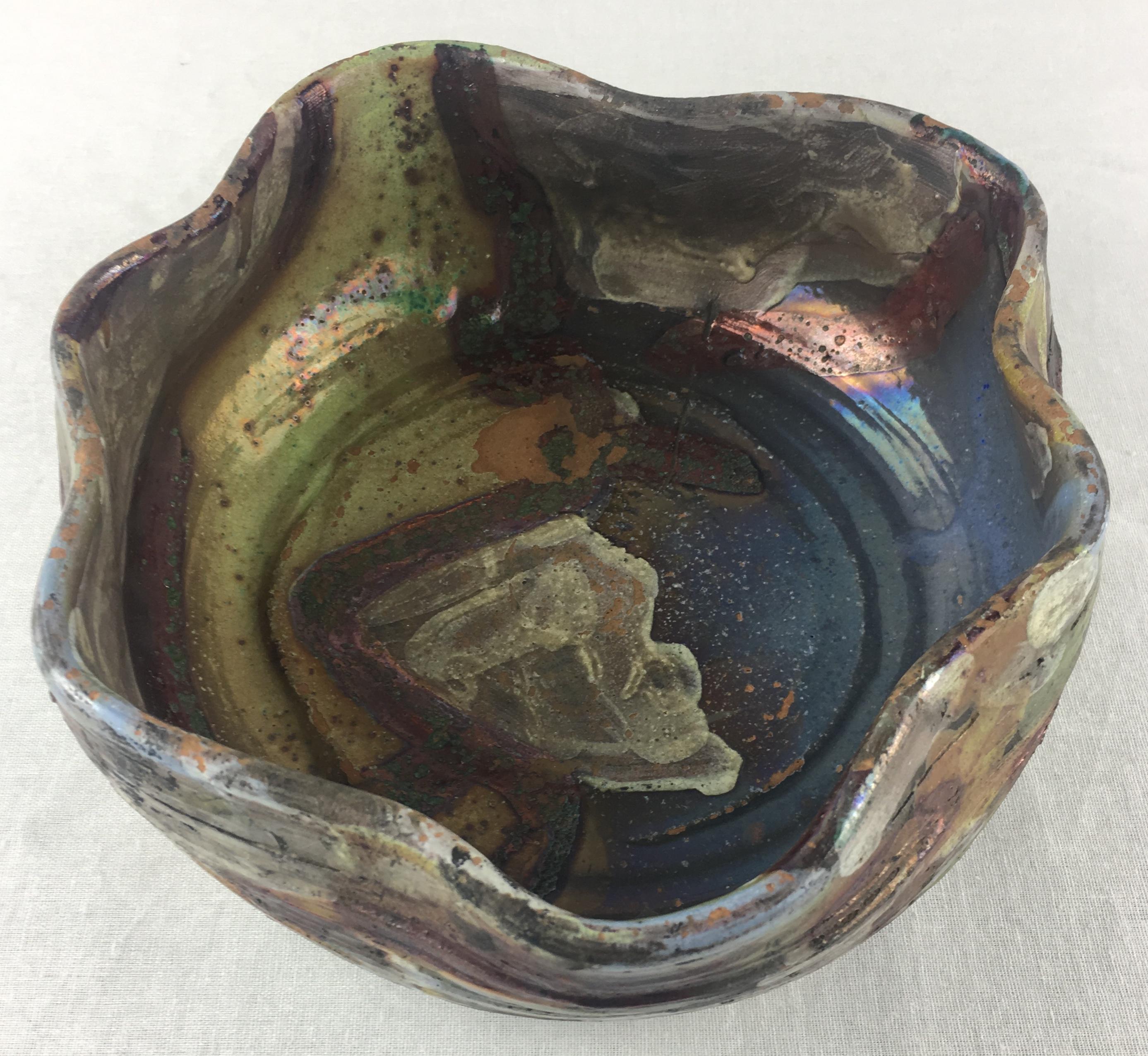 French Metallic Glaze Ceramic Bowl or Vide Poche For Sale 1