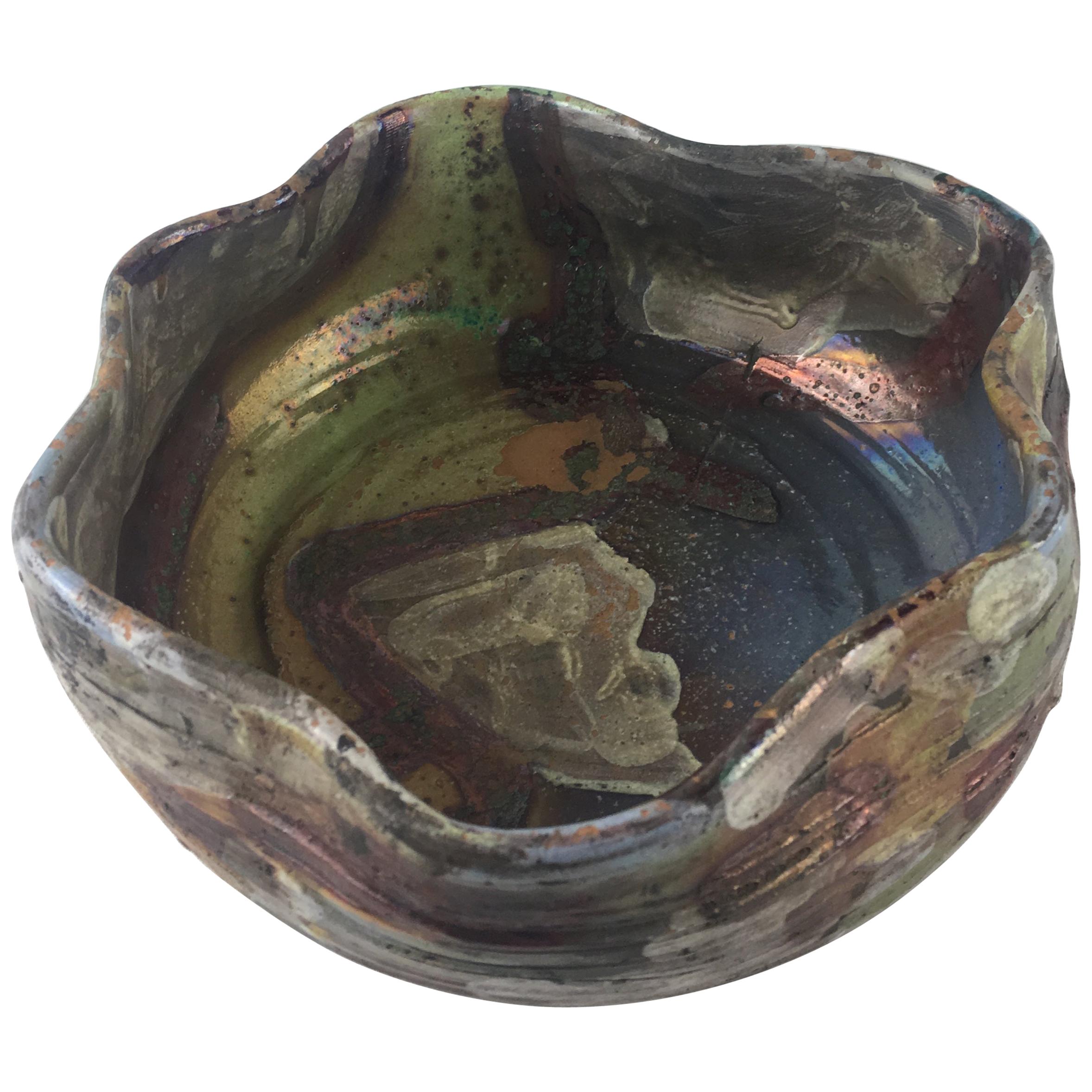 French Metallic Glaze Ceramic Bowl or Vide Poche  
