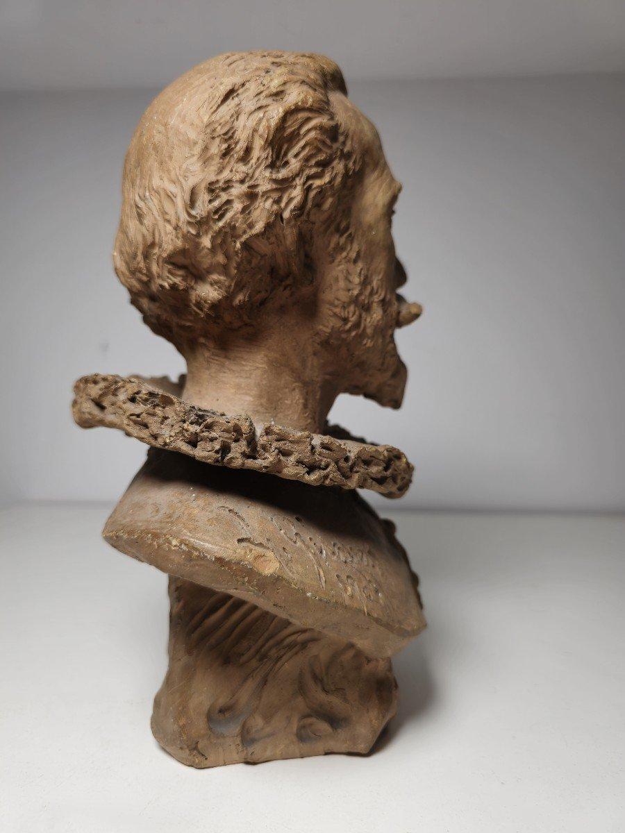 Fine XIX secolo Busto decorativo di Cervantes in terracotta in vendita