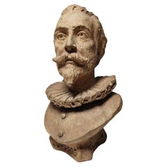 Busto decorativo de terracota de Cervantes