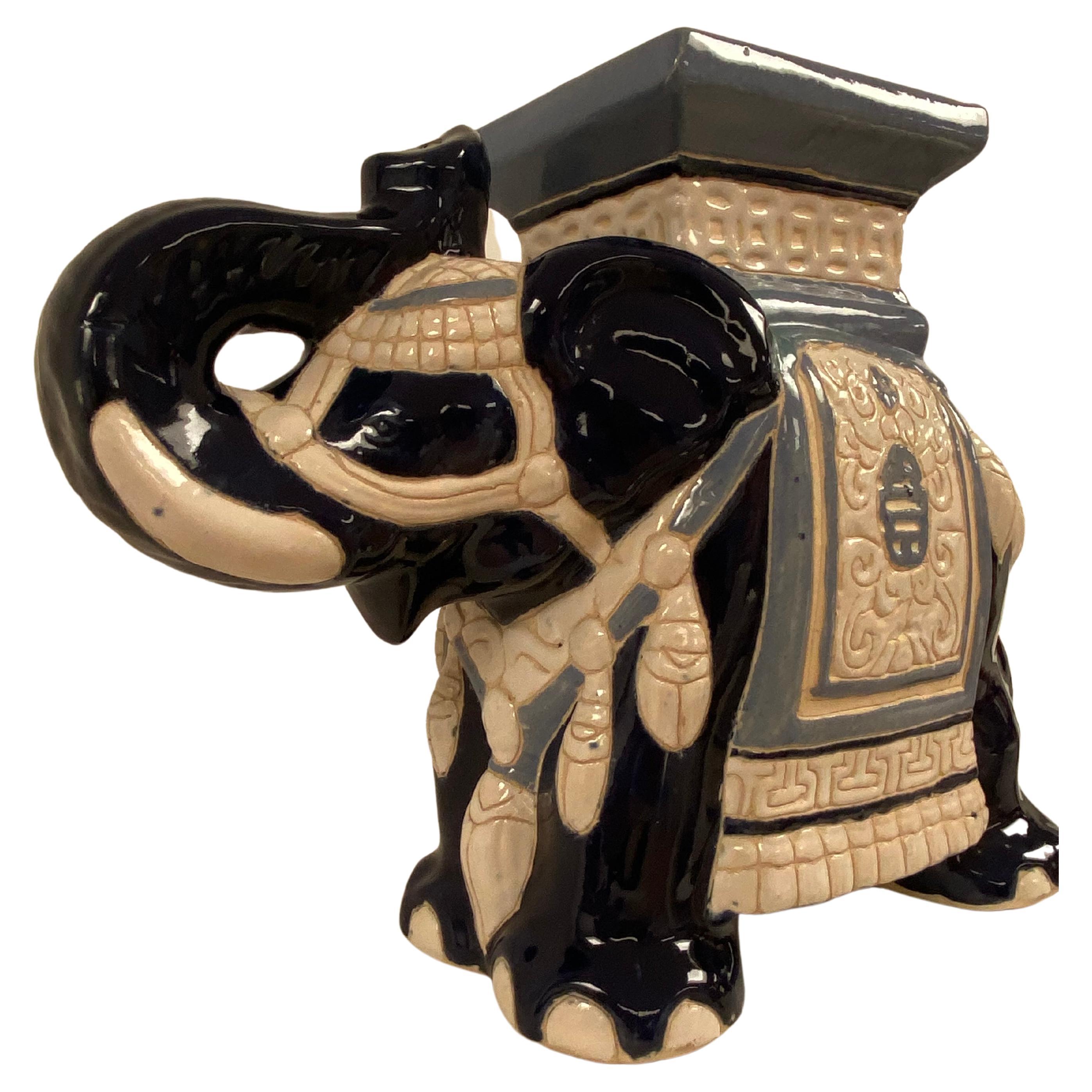 Decorative Terracotta Elephant in Blue Colors For Sale
