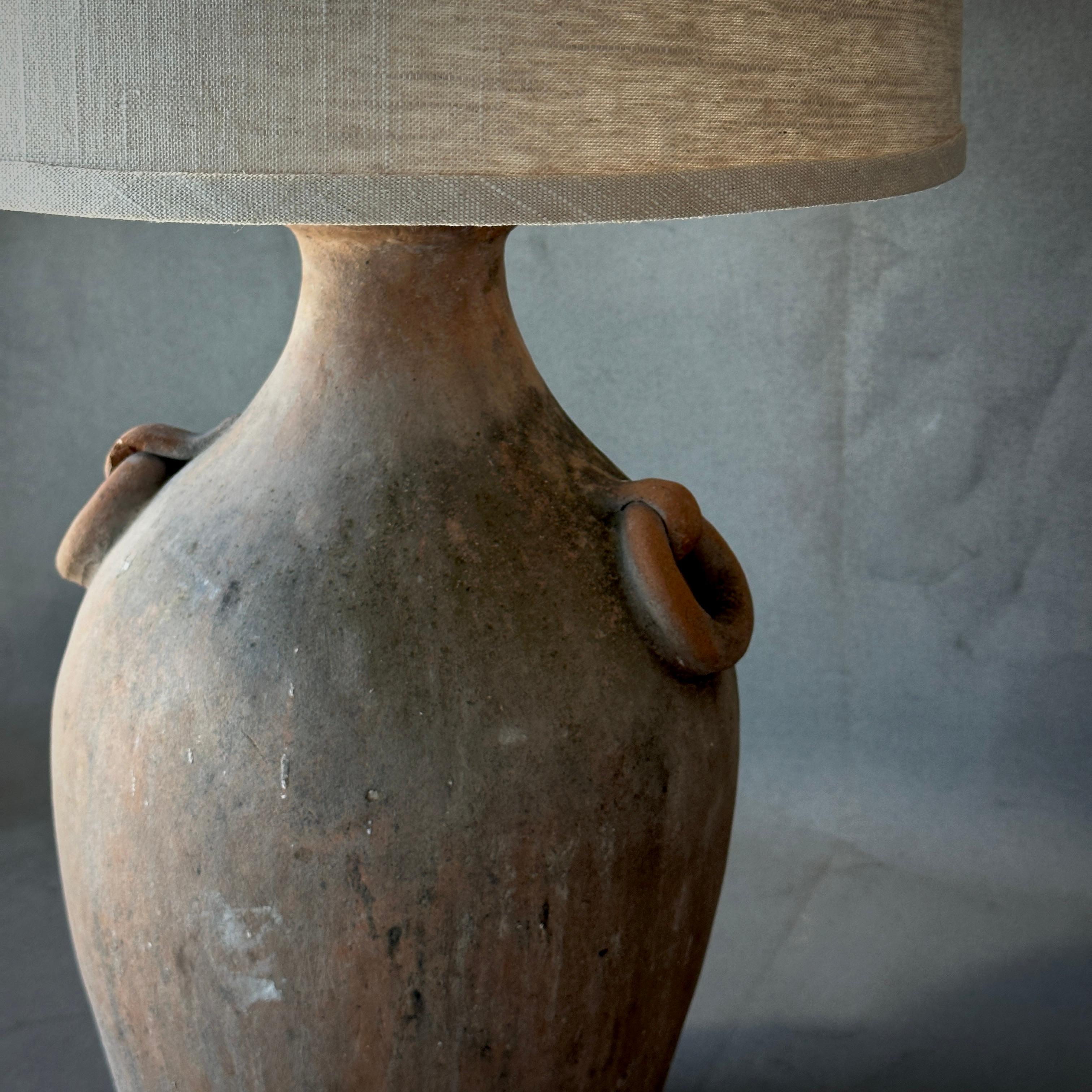 Decorative Terracotta Vessel as Lamp For Sale 4