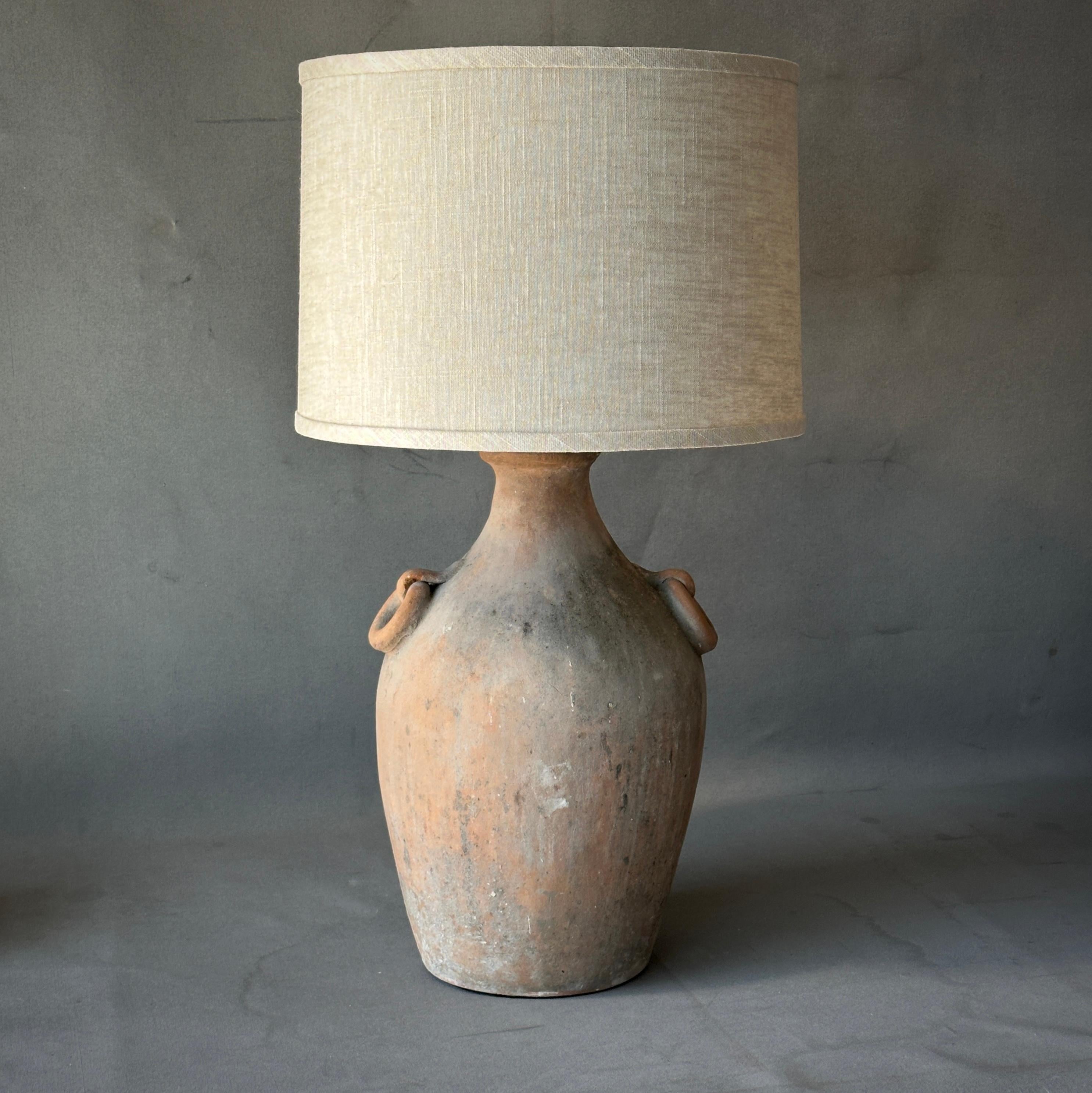 Decorative Terracotta Vessel as Lamp In Good Condition For Sale In Los Angeles, CA