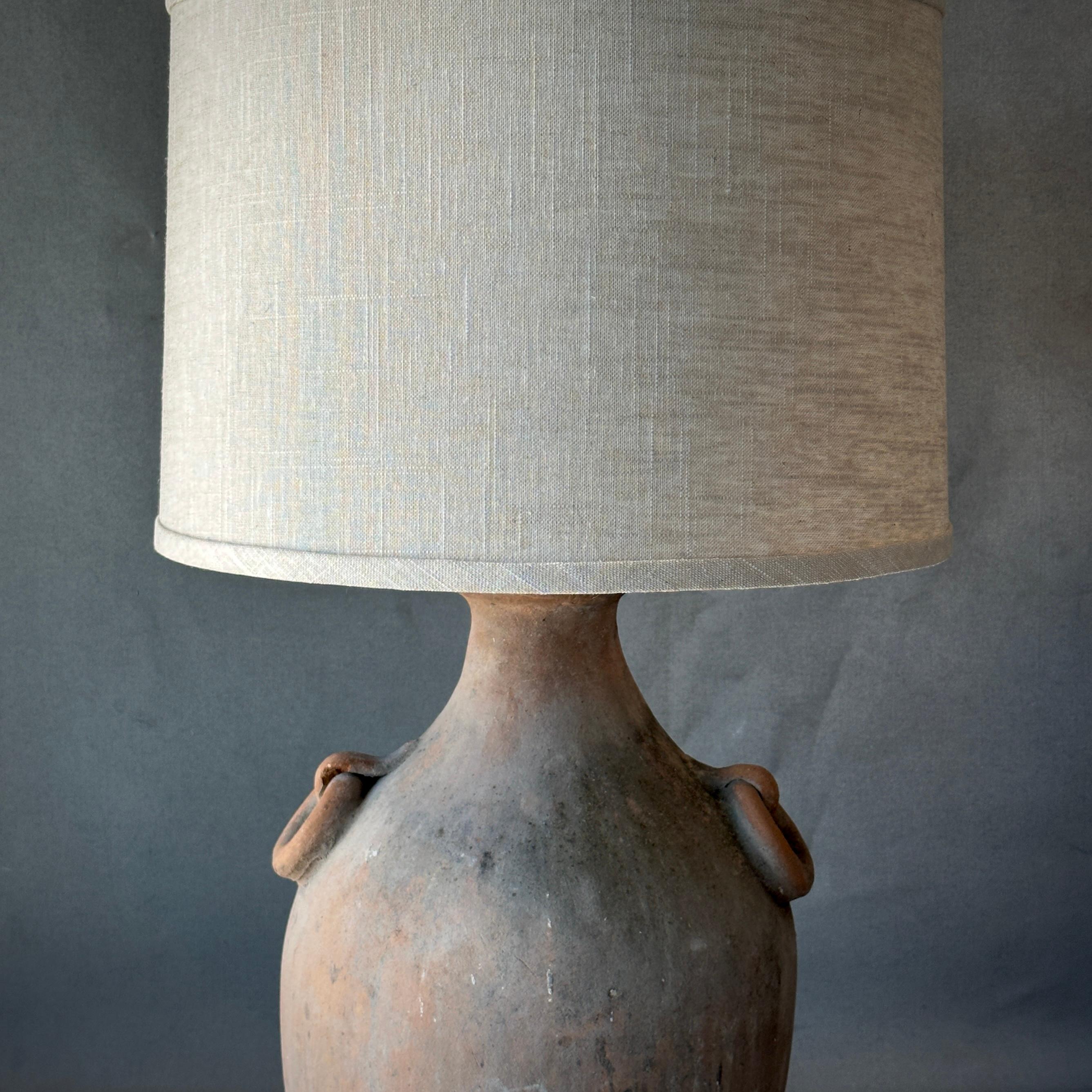 Late 20th Century Decorative Terracotta Vessel as Lamp For Sale