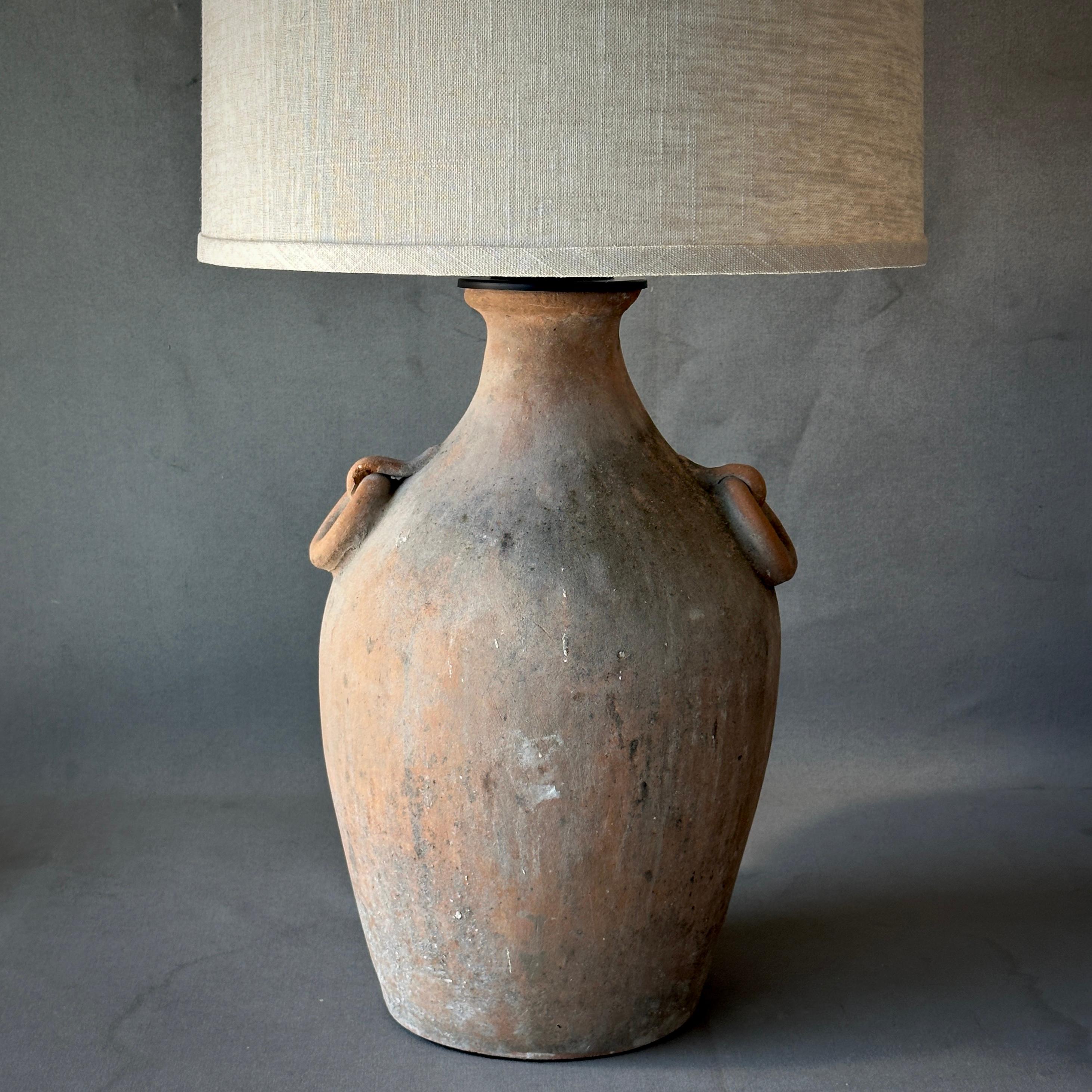 Decorative Terracotta Vessel as Lamp For Sale 2