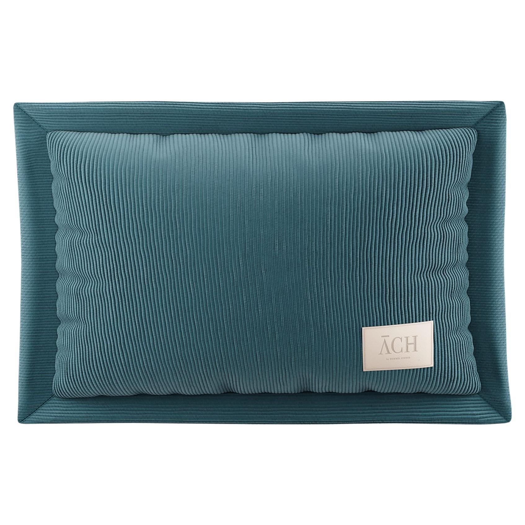 Decorative Throw Pillow Navy Corduroy,  Modern Blue Velvet Lumbar Cushion 