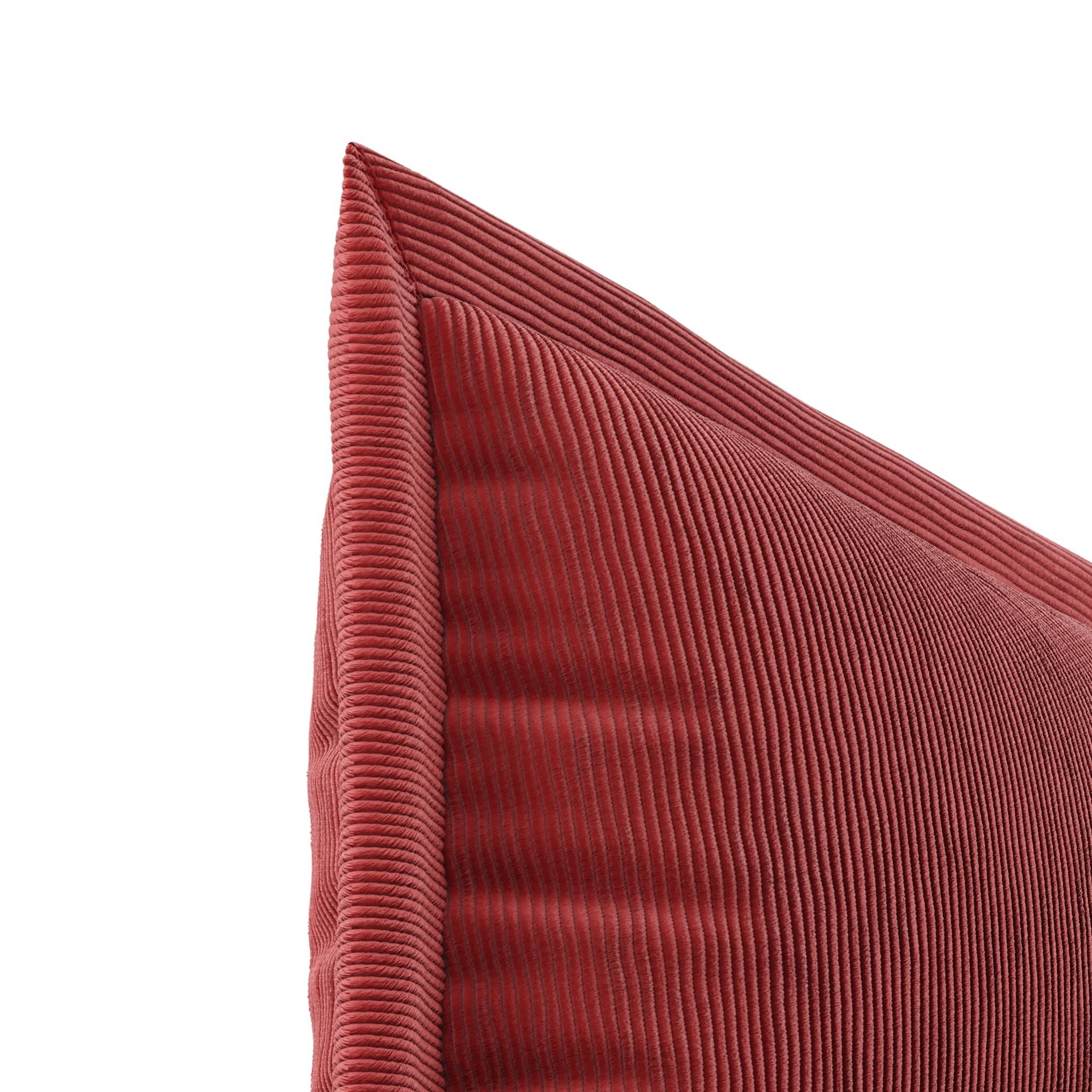 Decorative throw pillow red Corduroy, modern ribbed velvet lumbar cushion.
Red is a rectangular shaped pillow in red corduroy fabric with a sophisticated red flange. The warm and delicate texture of Corduroy Red Rectangle flange pillow will make