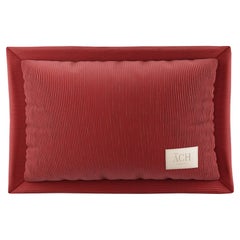 Decorative Throw Pillow Red Corduroy, Modern Ribbed Velvet Lumbar Cushion 