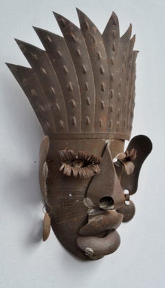 Decorative Tinned Sheet Metal Wall Mask, Mid-Century, 1959
