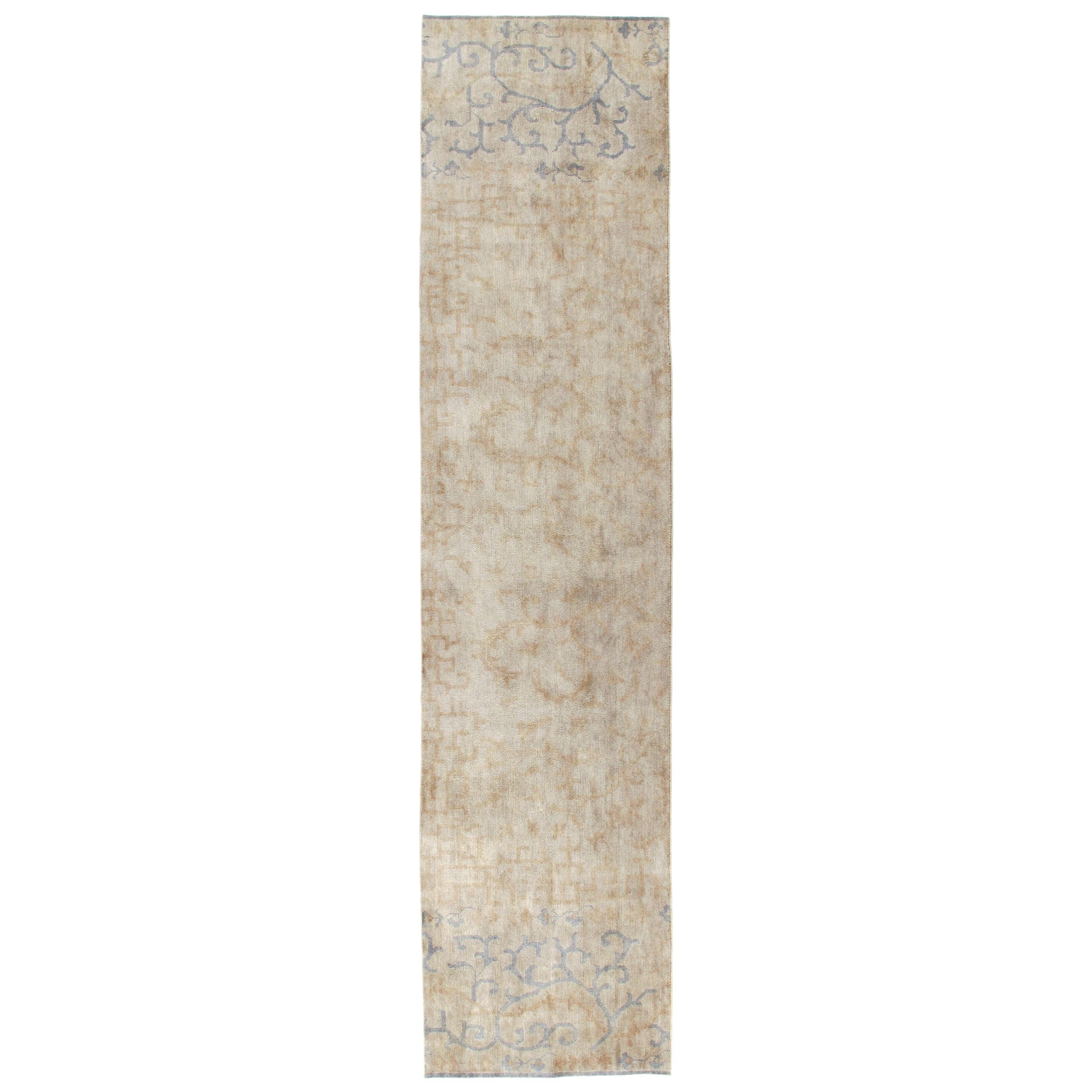 Decorative Transitional Ottoman Runner with a Chinese Motif For Sale