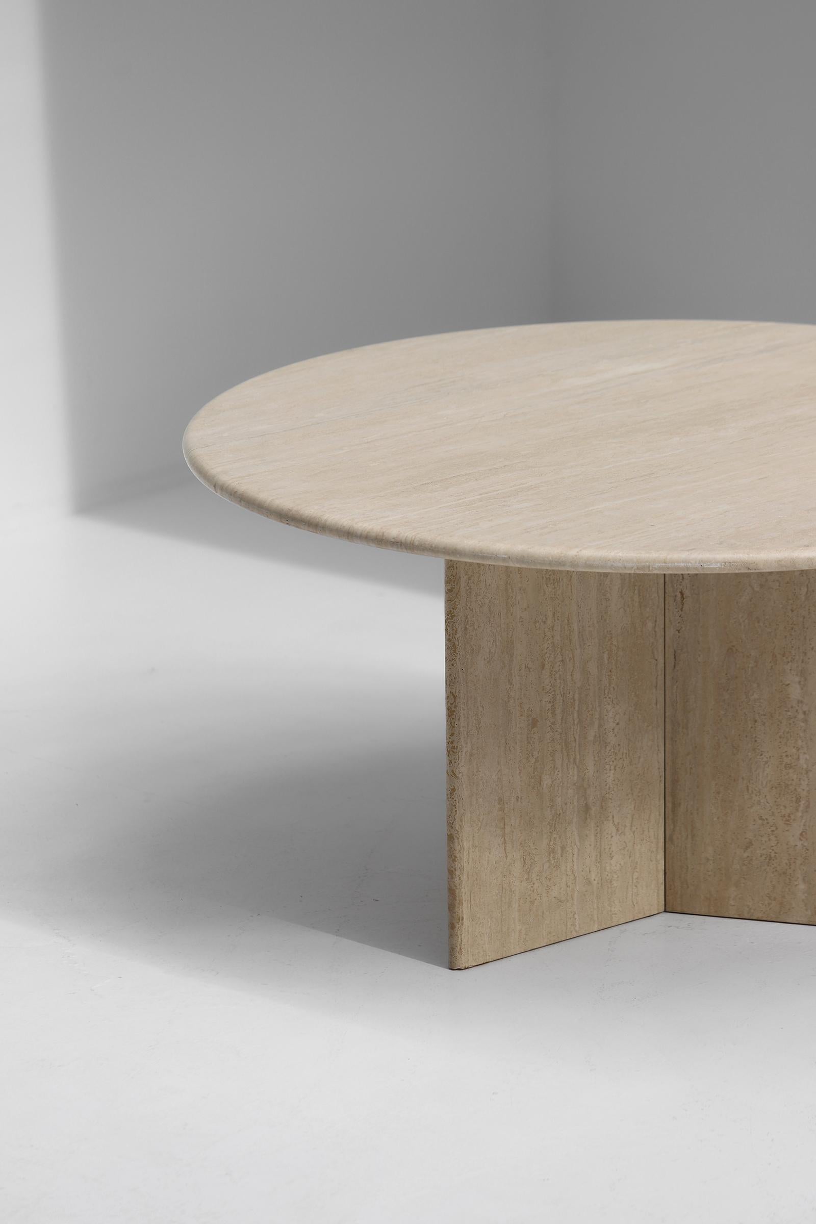 Decorative Travertine Dining Table Designed in the 1970s 4