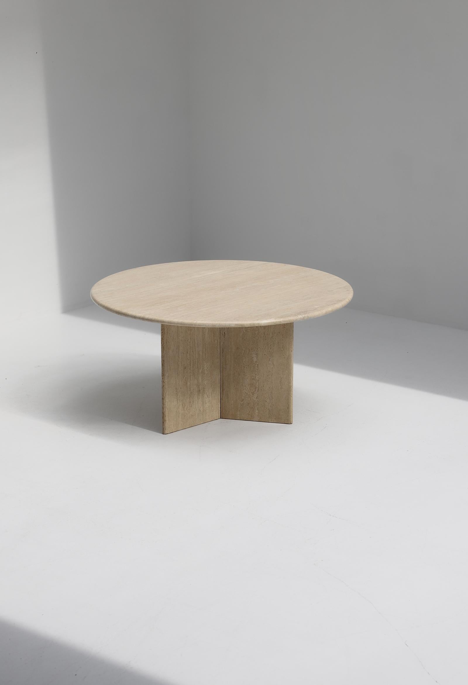 European Decorative Travertine Dining Table Designed in the 1970s