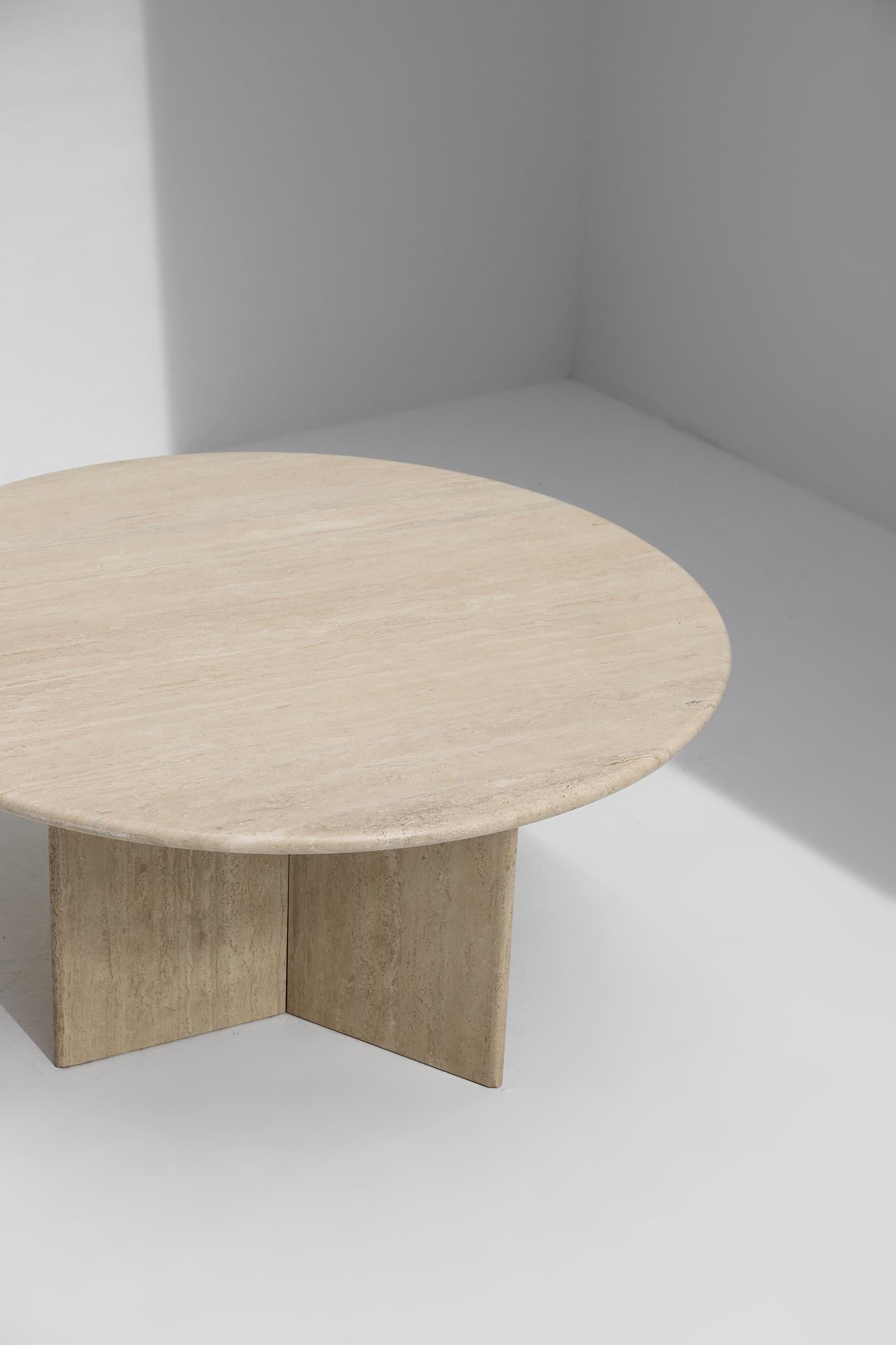 Decorative Travertine Dining Table Designed in the 1970s 1