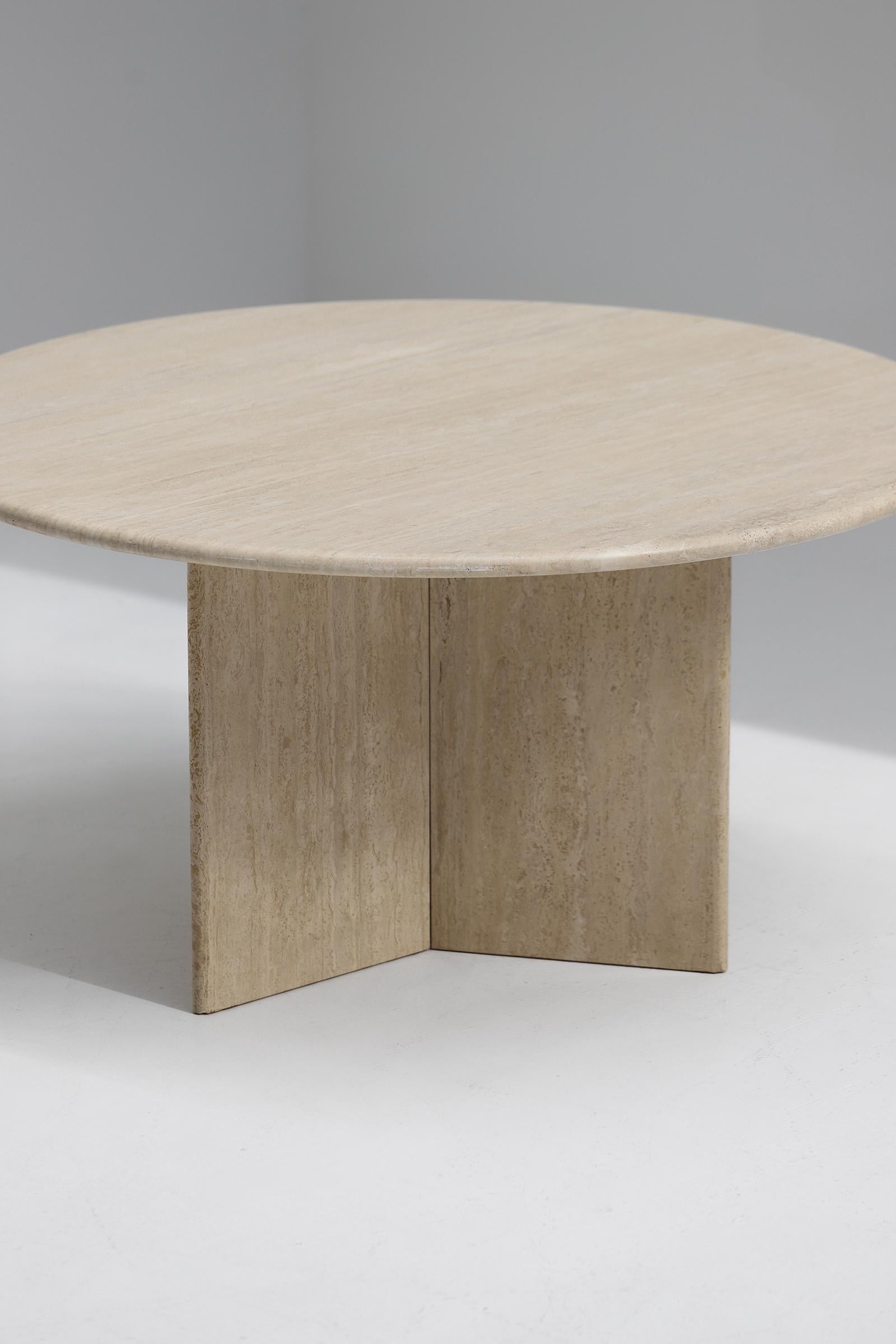 Decorative Travertine Dining Table Designed in the 1970s 3