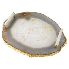 Decorative Tray Made of Agate Slice and Brass by Ginger Brown