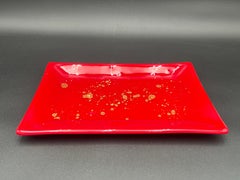 Decorative Glass Tray with Gold Accents