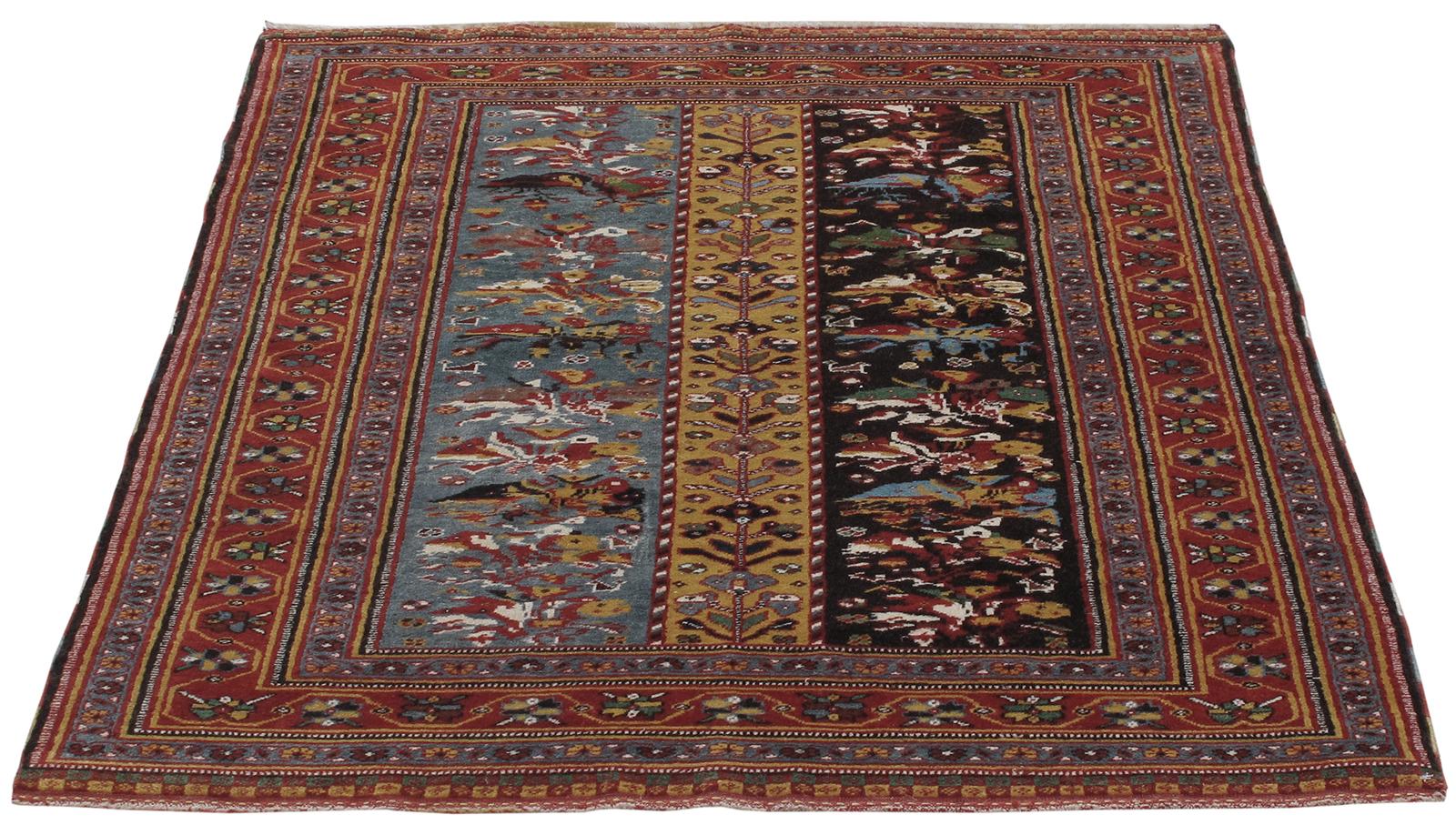 Hand-Knotted Decorative Tribal Persian Shiraz Rug For Sale
