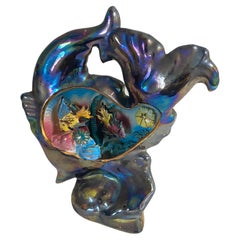 Dekorative Garnitur-Schalenfisch-Tischlampe aus Keramik, 1960, Keramik mit einem Fisch darstellt