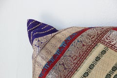 Decorative Throw Silk Pillow Made from Vintage Sari Borders, India