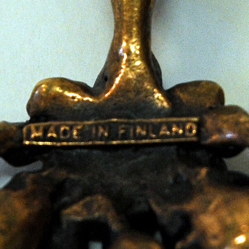 Scandinavian Modern Decorative Trumpet Bronze Necklace by Hannu Ikonen, Finland 1970s For Sale