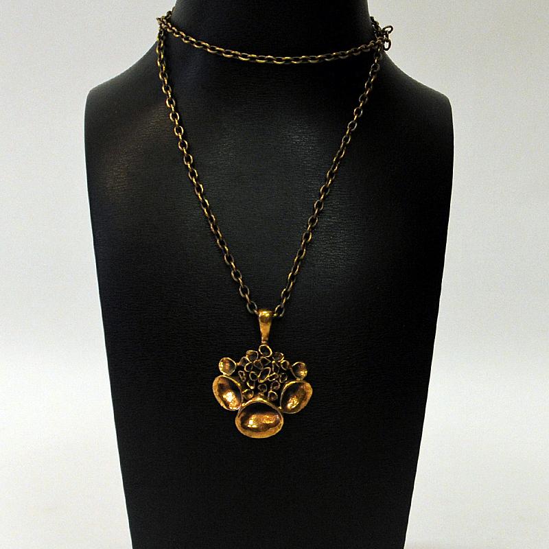 Decorative Trumpet Bronze Necklace by Hannu Ikonen, Finland 1970s In Good Condition For Sale In Stockholm, SE