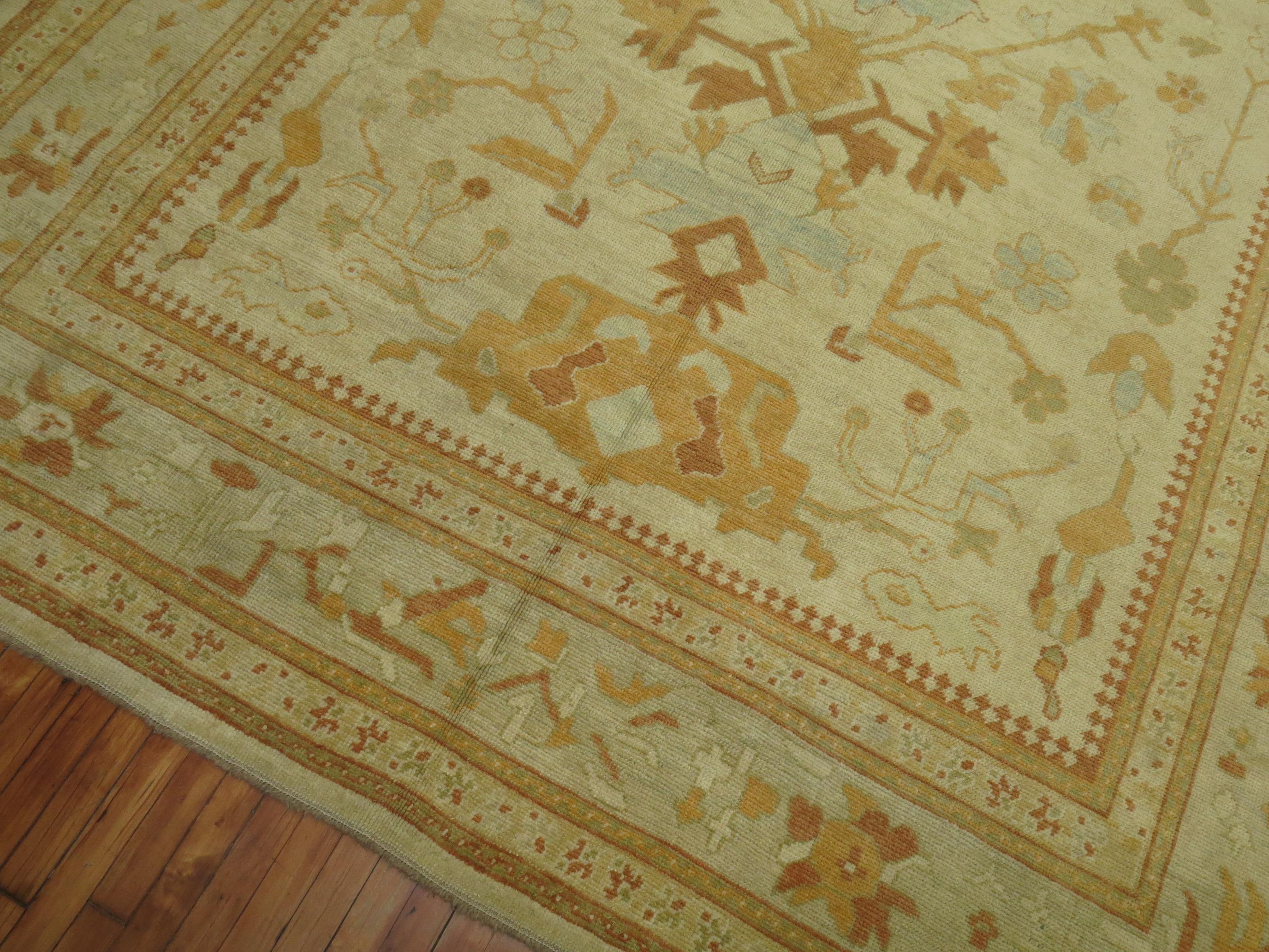 Decorative Turkish Square Oushak In Excellent Condition For Sale In New York, NY
