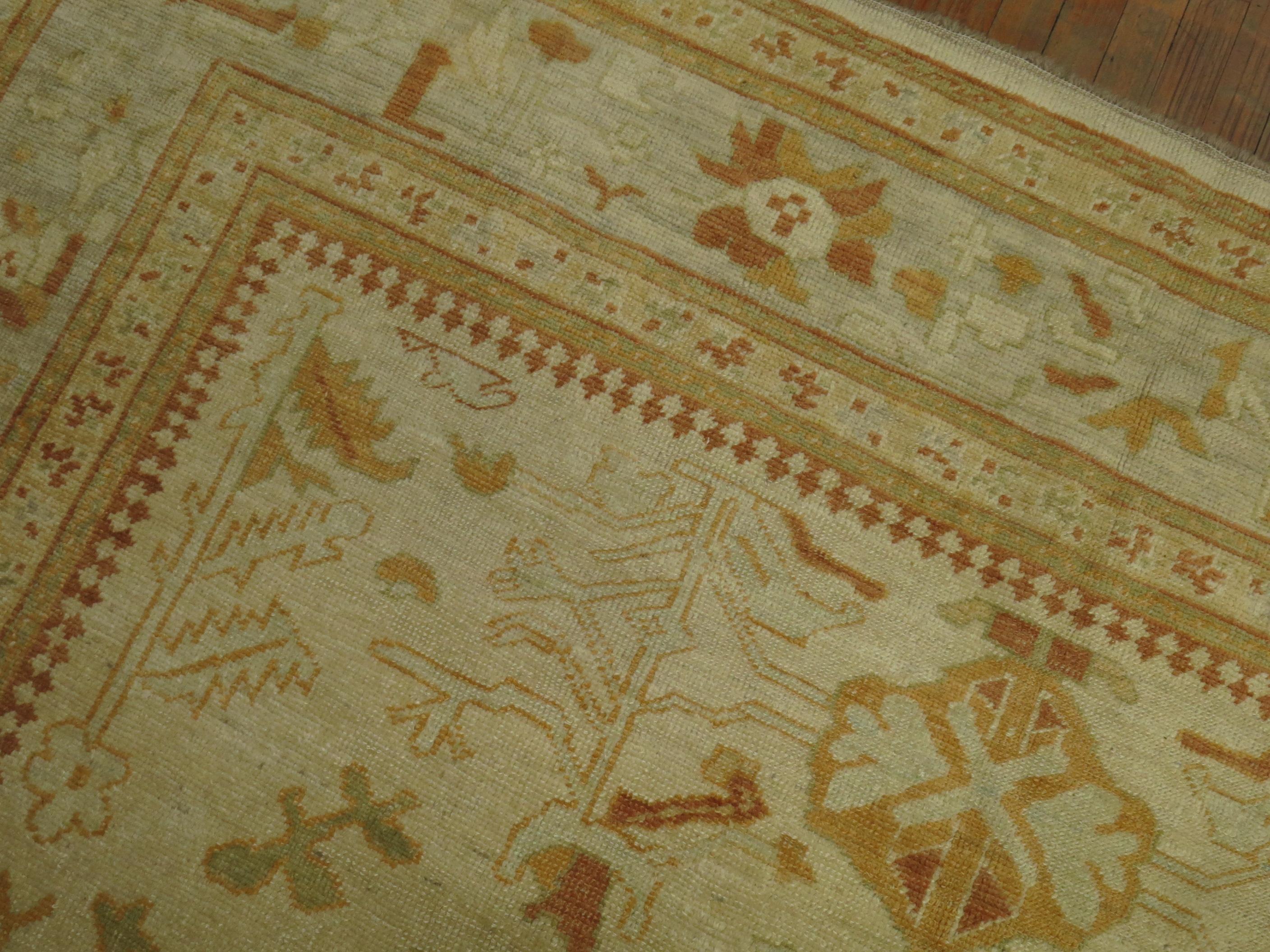 Wool Decorative Turkish Square Oushak For Sale