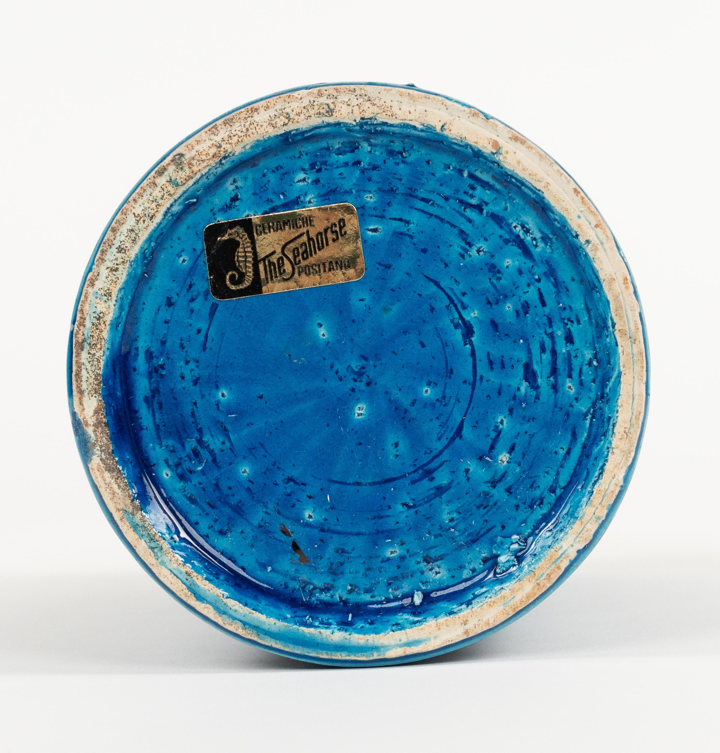Decorative Vase Blue Ceramic by Aldo Londi for Bitossi, Italy 1970s For Sale 4