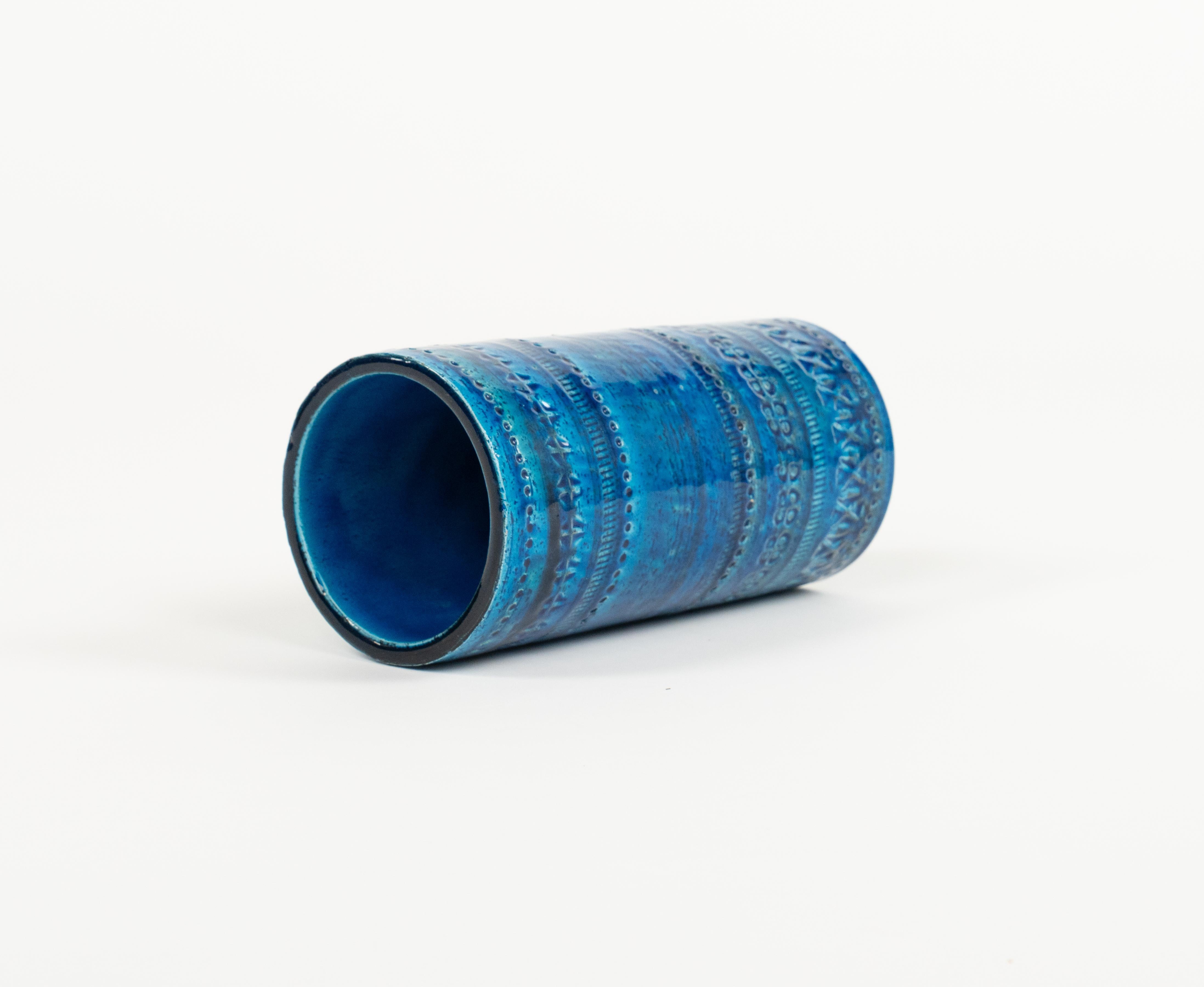 Decorative Vase Blue Ceramic by Aldo Londi for Bitossi, Italy 1970s For Sale 6