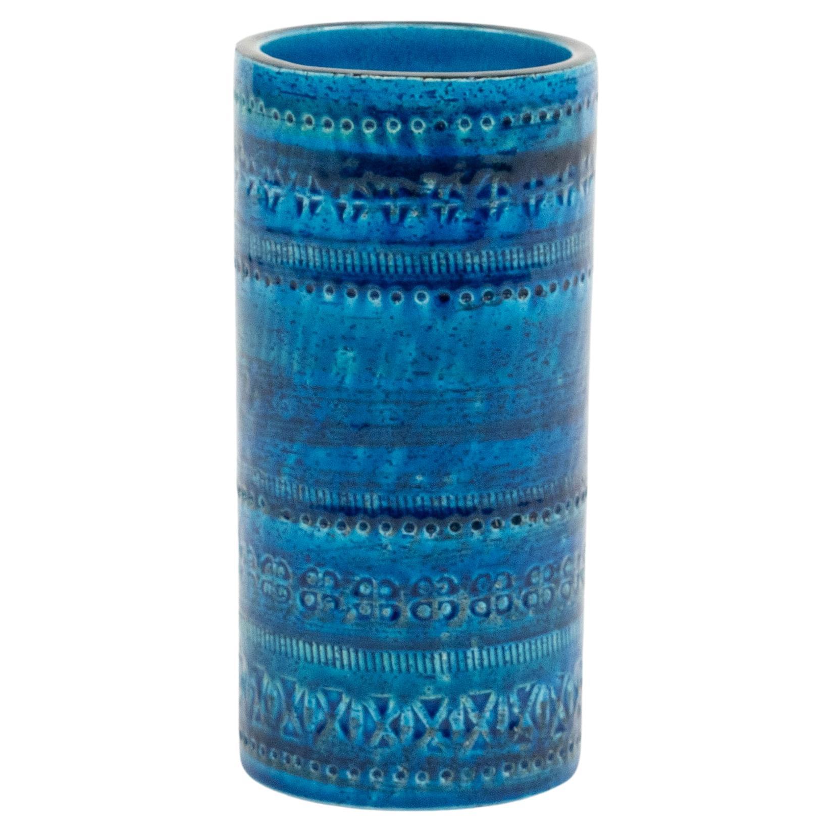 Decorative Vase Blue Ceramic by Aldo Londi for Bitossi, Italy 1970s For Sale 7