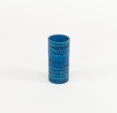 Decorative Vase Blue Ceramic by Aldo Londi for Bitossi, Italy 1970s