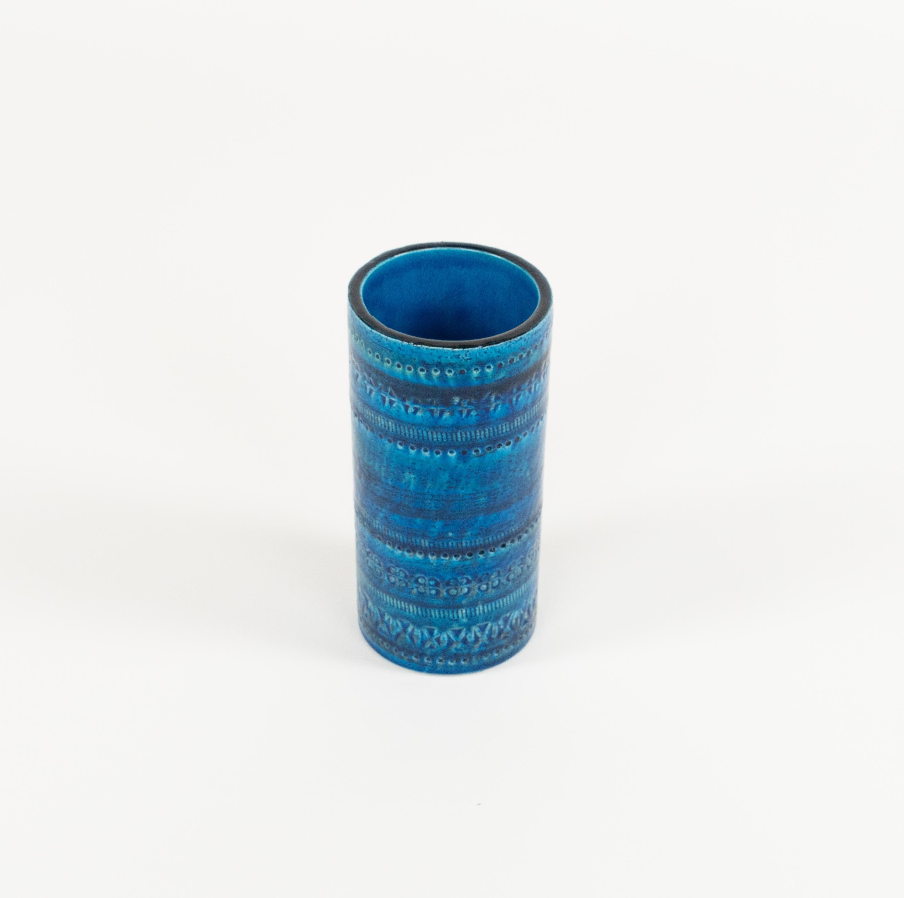 Mid-Century Modern Decorative Vase Blue Ceramic by Aldo Londi for Bitossi, Italy 1970s For Sale